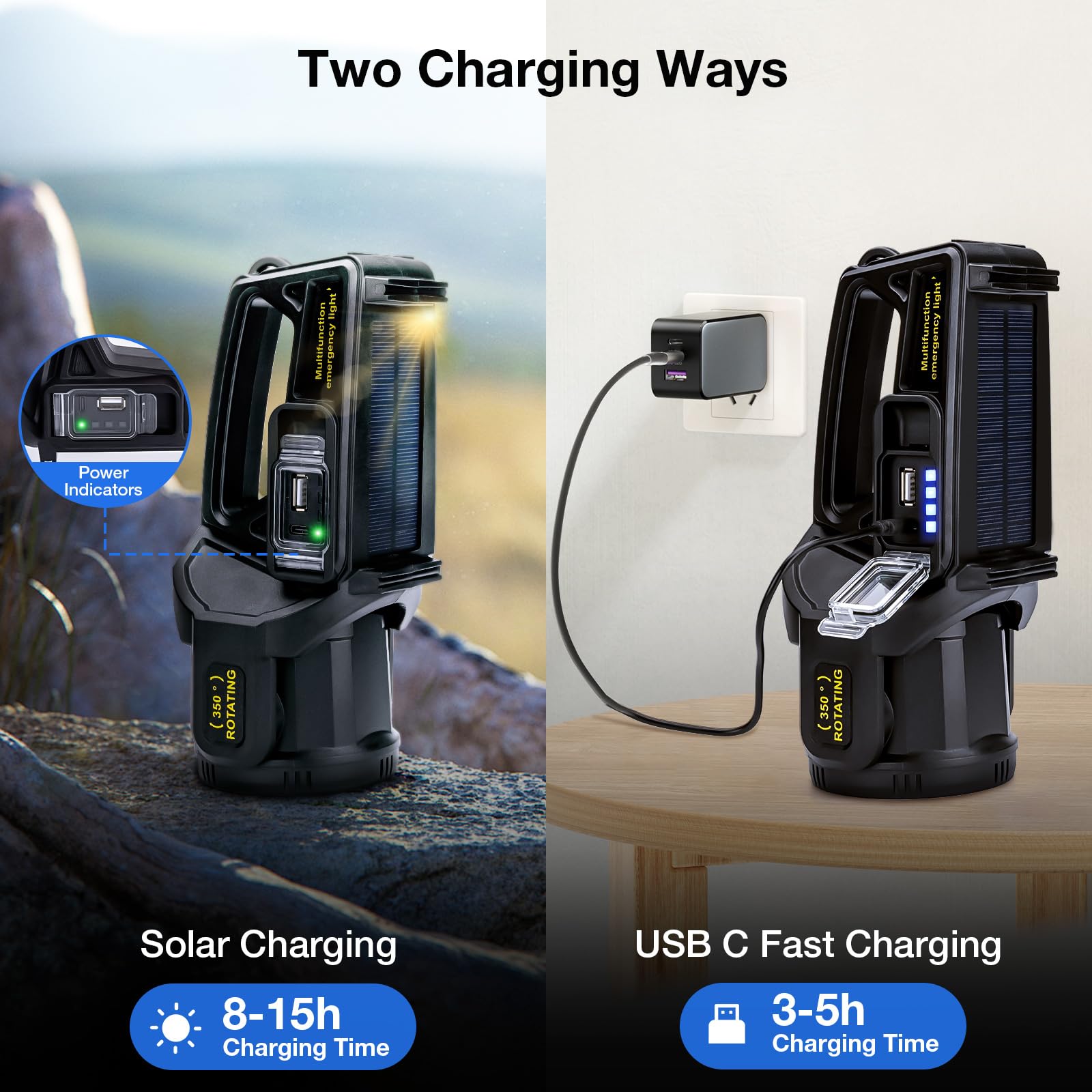 Ewenele Rechargeable Handheld Spotlight, 2,000,000 Lumens, 9 Modes, Waterproof, XL Rotable Head, Model E01