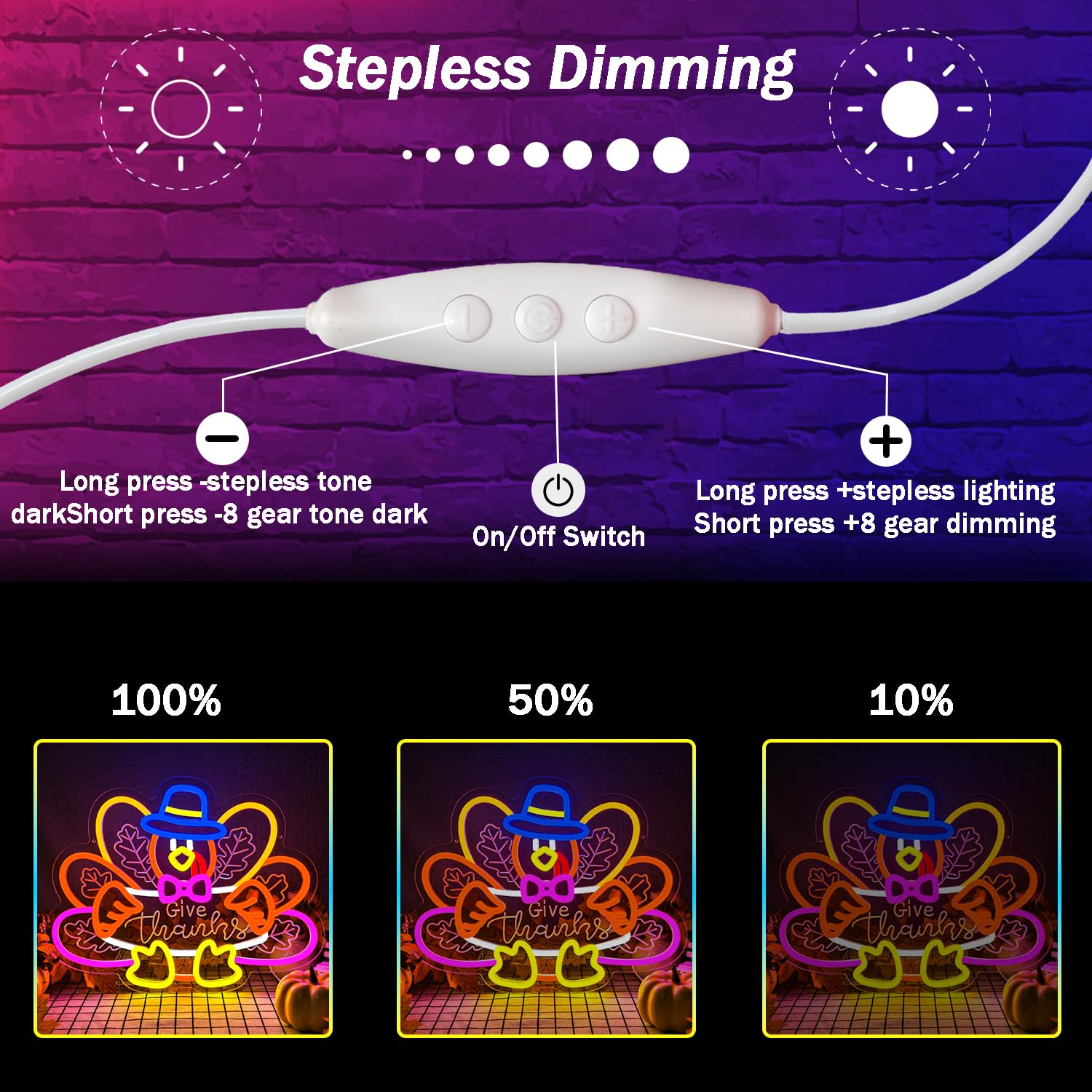 Turkey Neon Sign Thanksgiving Neon Sign Dimmable Thanksgiving Neon Light For Wall Decor Turkey Neon Light For Home Party Holiday Gift