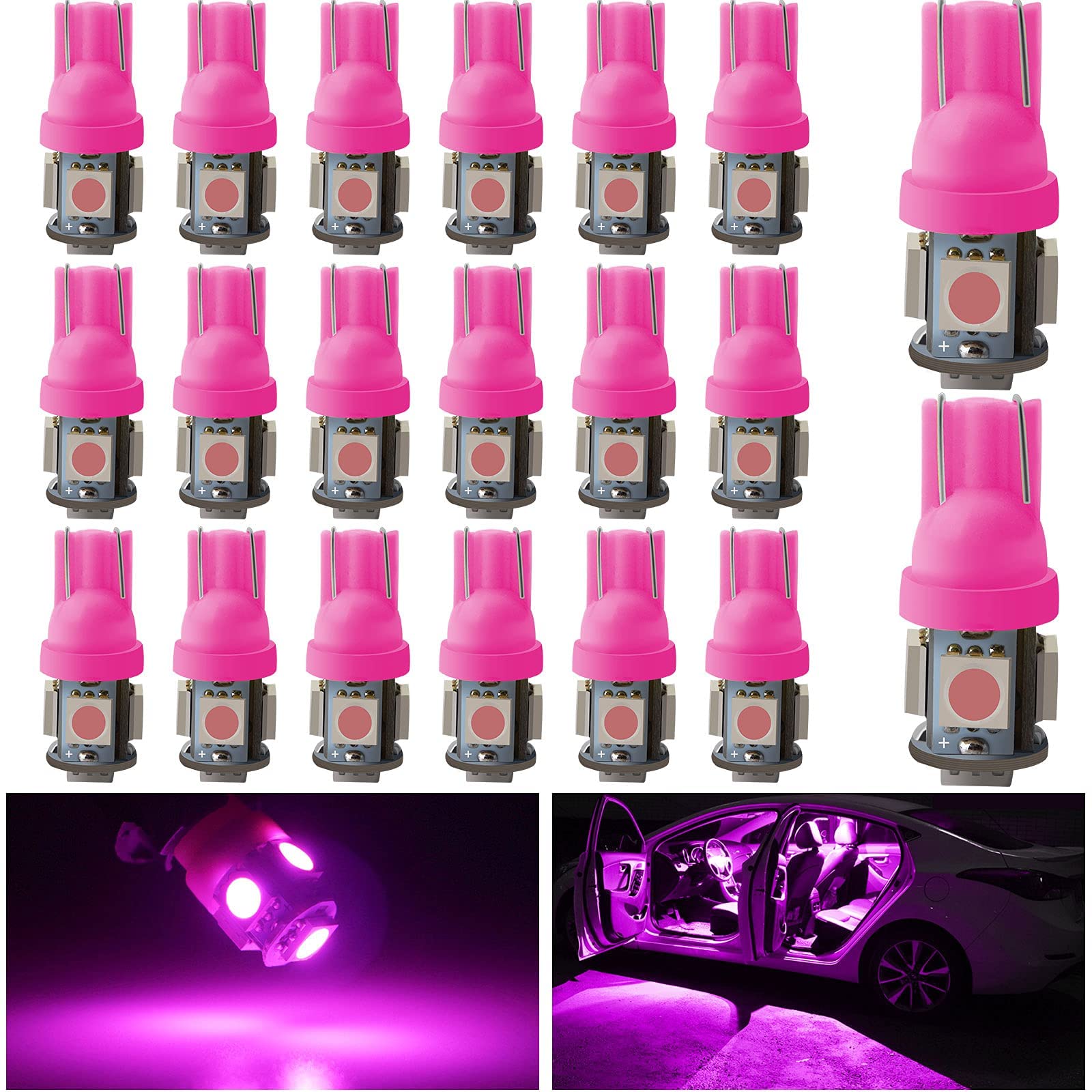 EverBright T10 194 Led Bulb 168 W5W 2825 LED Bulb for Car Interior Lights Dome Map Trunk Light License Plate Light Lamp 5050 5SM