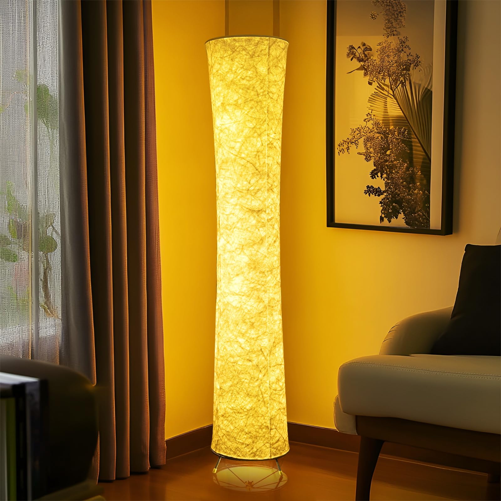 Soft Light Floor Lamp, 52 inch Simple Design Morden 3 Color Lighting Remote Control LED lamp with Tyvek Fabric Shade,Brightness 
