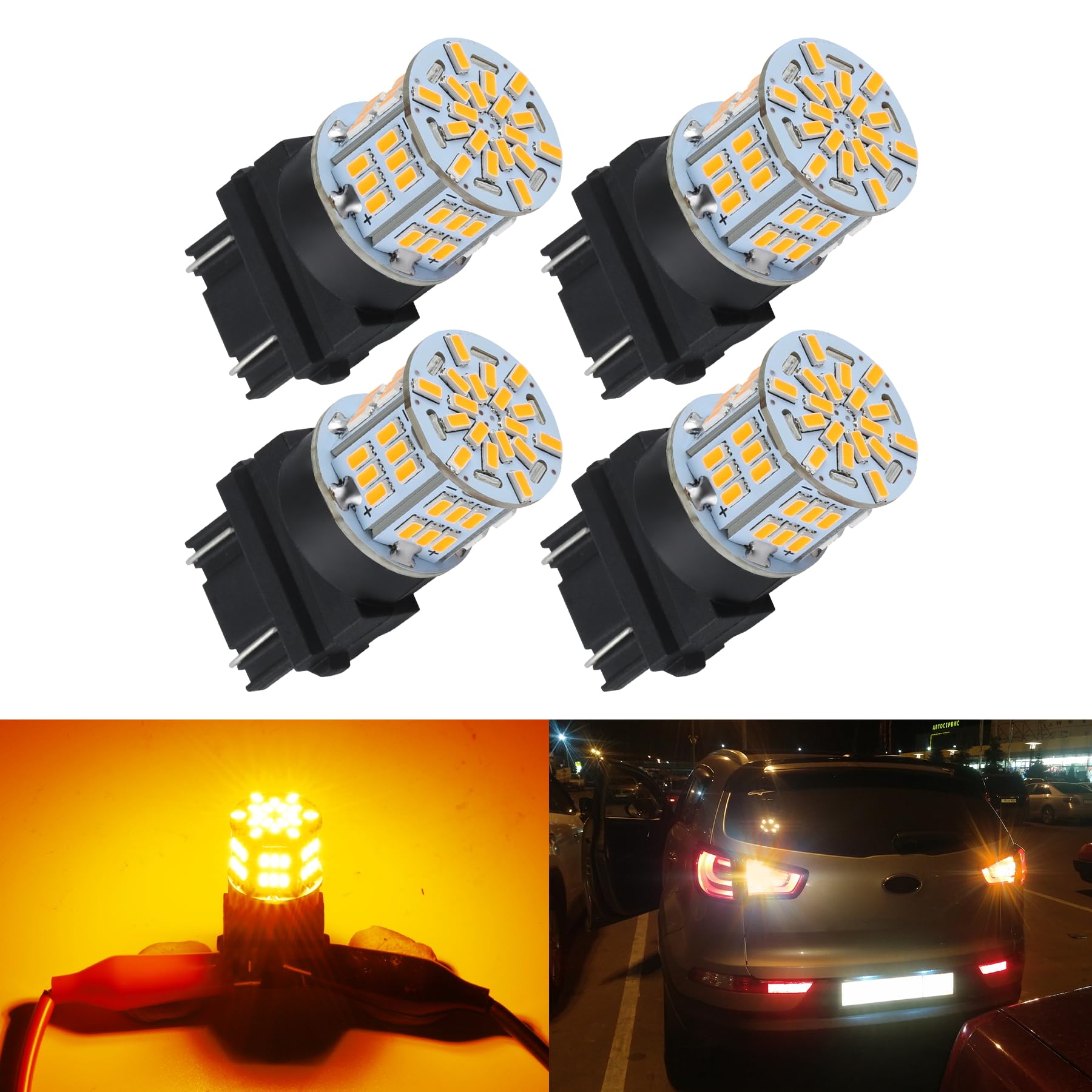 iFunyLED 3157 LED Bulb Turn Signal Light Kit - Amber Yellow, Super Bright Replacement for Car Tail Brake Lights