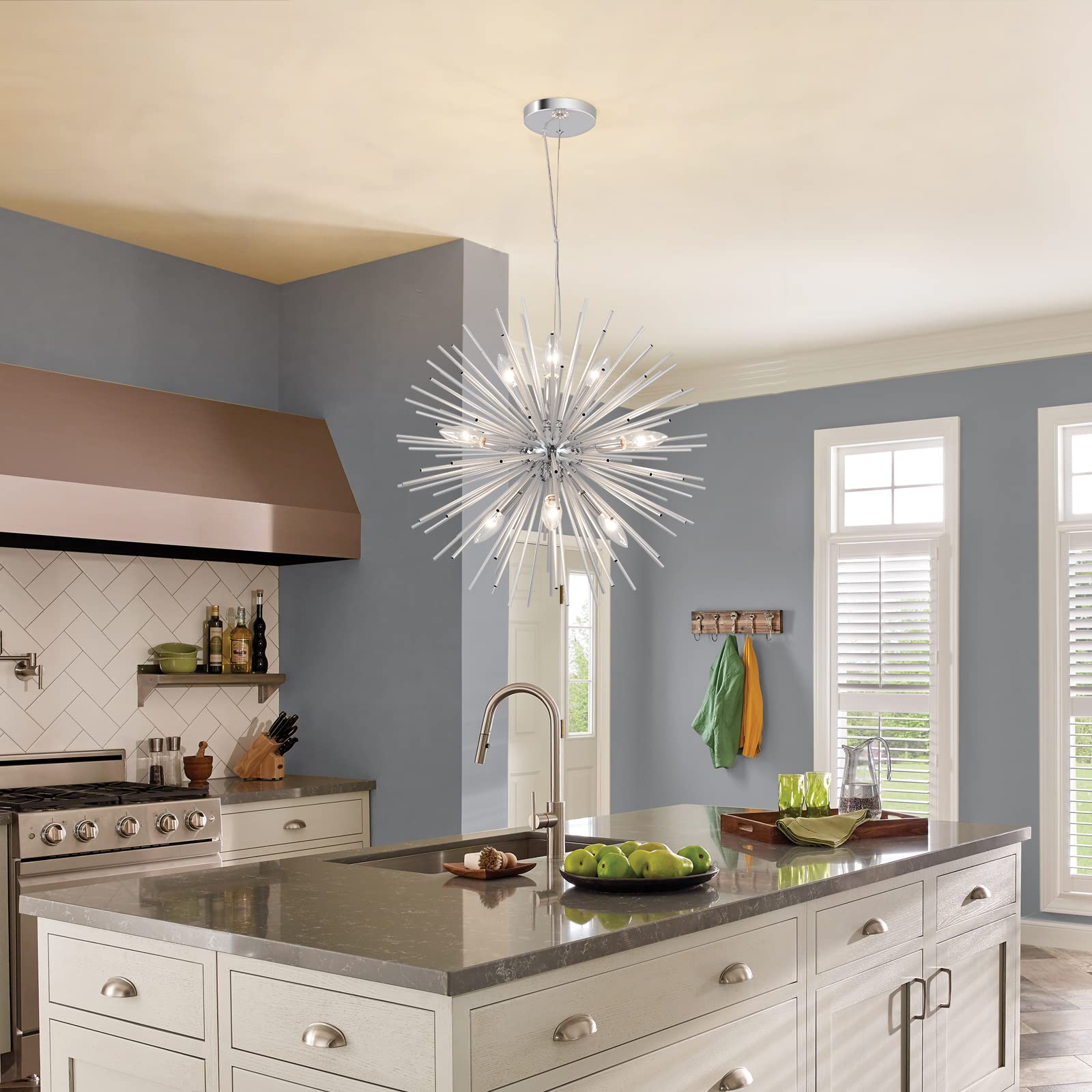Modern Chrome Sputnik Chandeliers, 9-Light Satellite Pendant Light Fixtures, Starburst Firework Ceiling Lights For Bedroom Livin