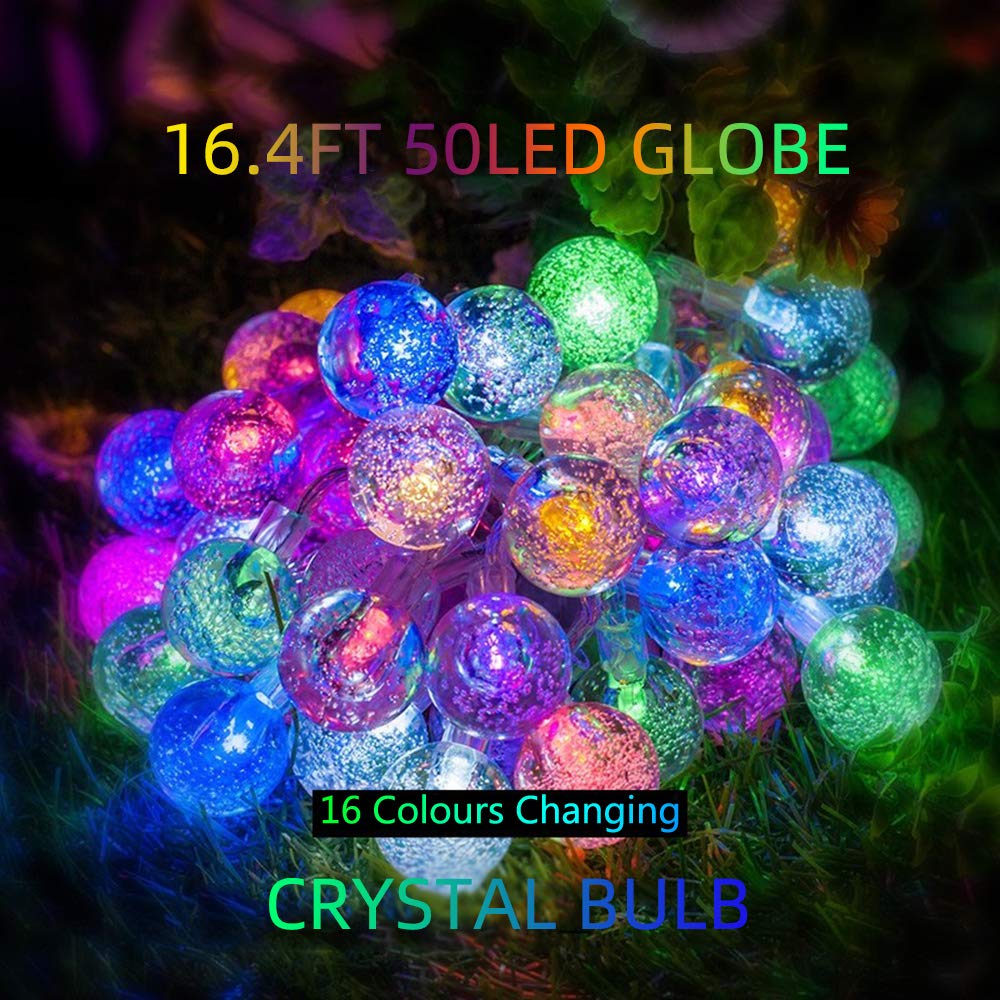 Metaku Outdoor String Lights Battery Operated 16.4Ft 50Led Fairy Lights With Remote Waterproof Indoor Outdoor Hanging Globe Deco