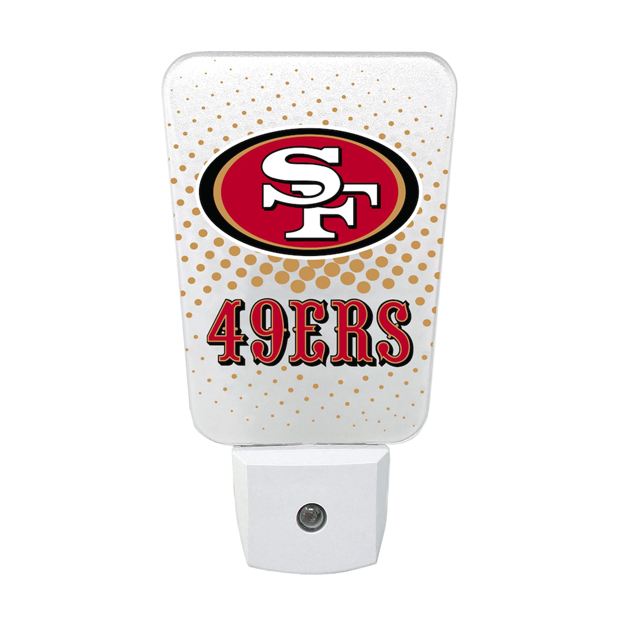 Party Animal NFL Team LED Night Light, with Auto Sensor and 3 Light Settings, Slim 5-Inch Design fits Standard Outlets, San Fran