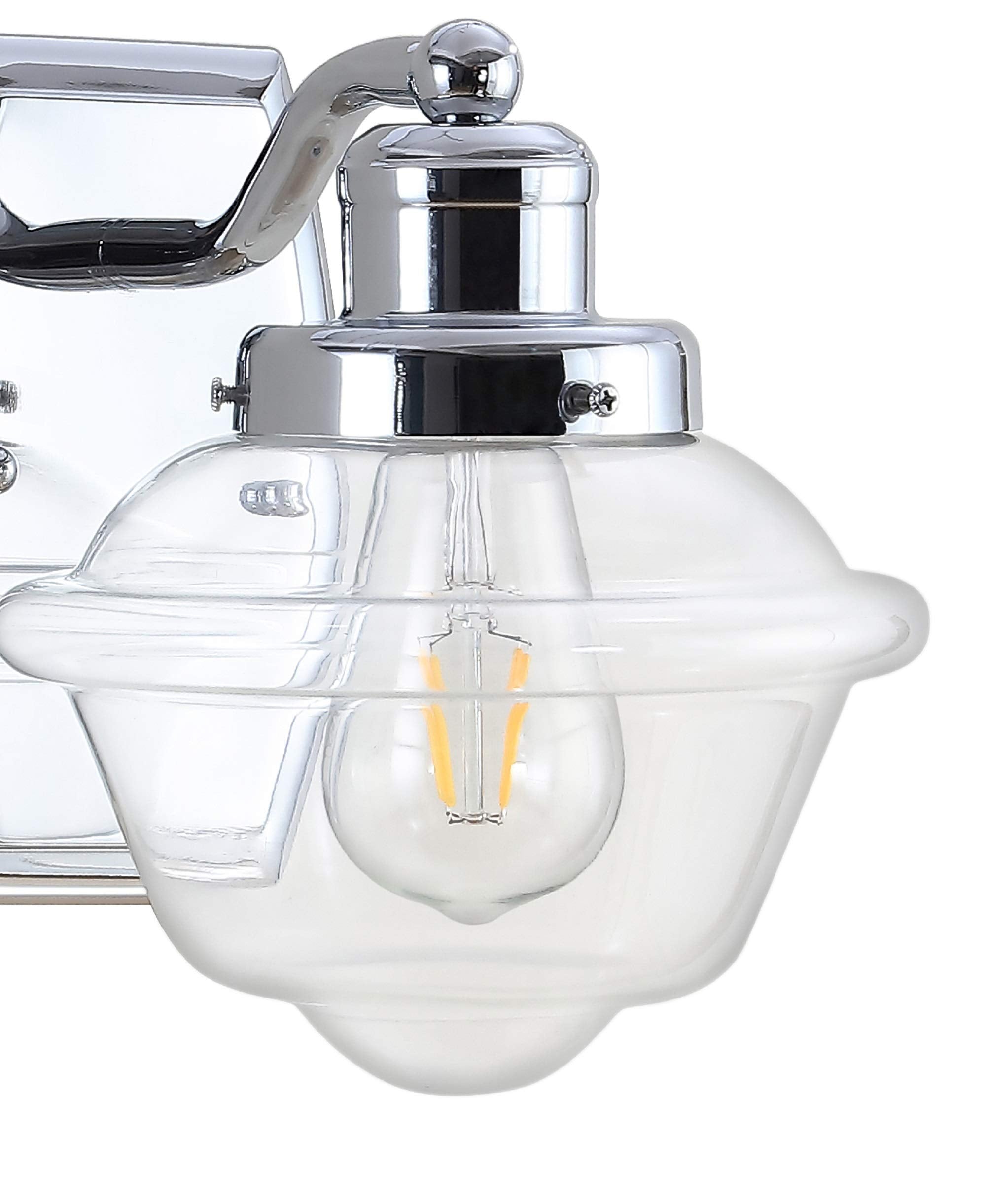JONATHAN Y Orleans 7in 1-Light LED Vanity Light, Iron/Glass, Chrome, Model JYL3530A, for Entryway, Bathroom, Kitchen, Hallway