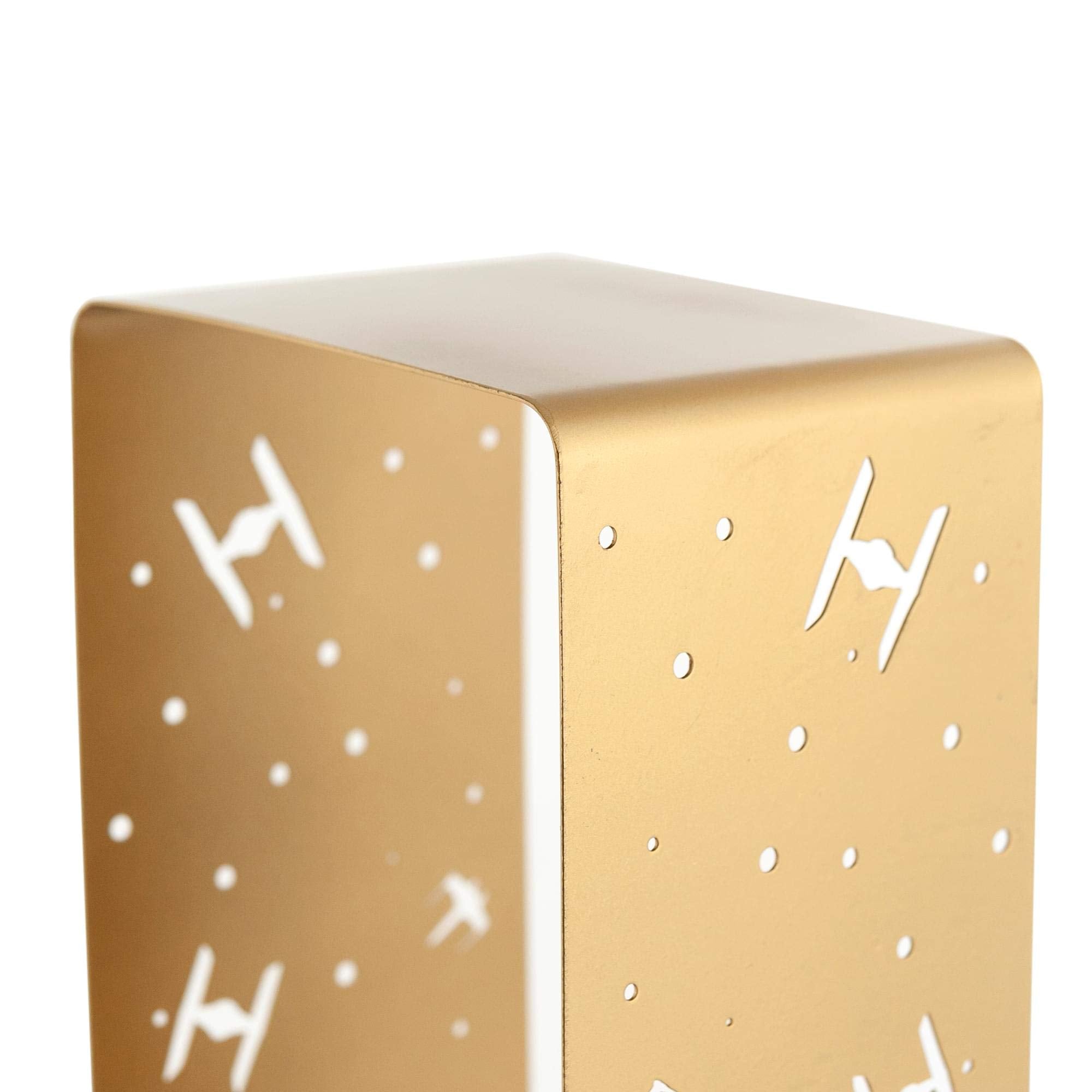 Star Wars Stamped Iron Lantern | Gold Die Cut X-Wing & Tie Fighter Battle | Indoor & Outdoor Use | 11.5 Inches Tall