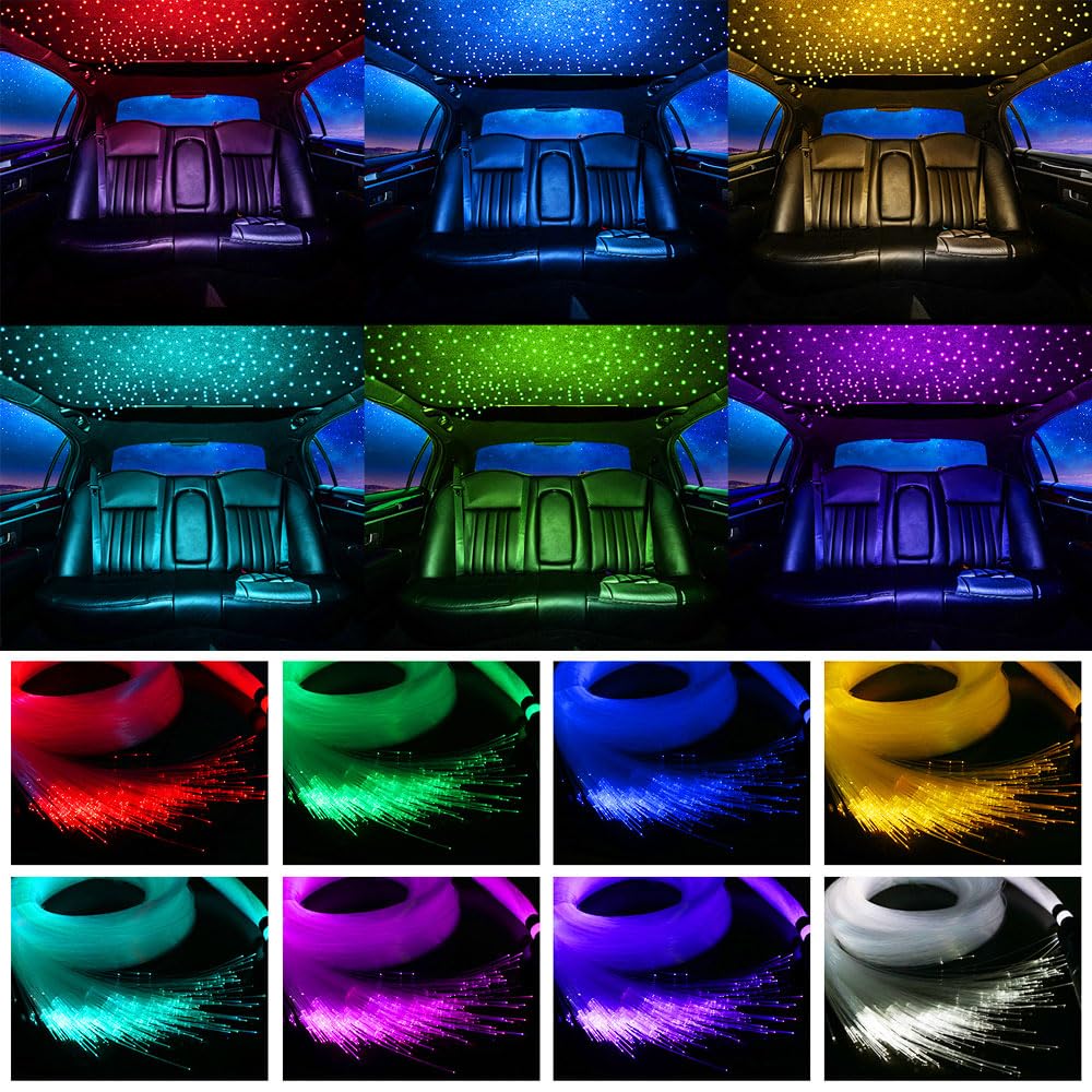 XAEIOW Twinkle Starlight Headliner Light Kit, 16W, 500pcs, 6.5ft, Red, APP/Remote Control for Car/Home/Party