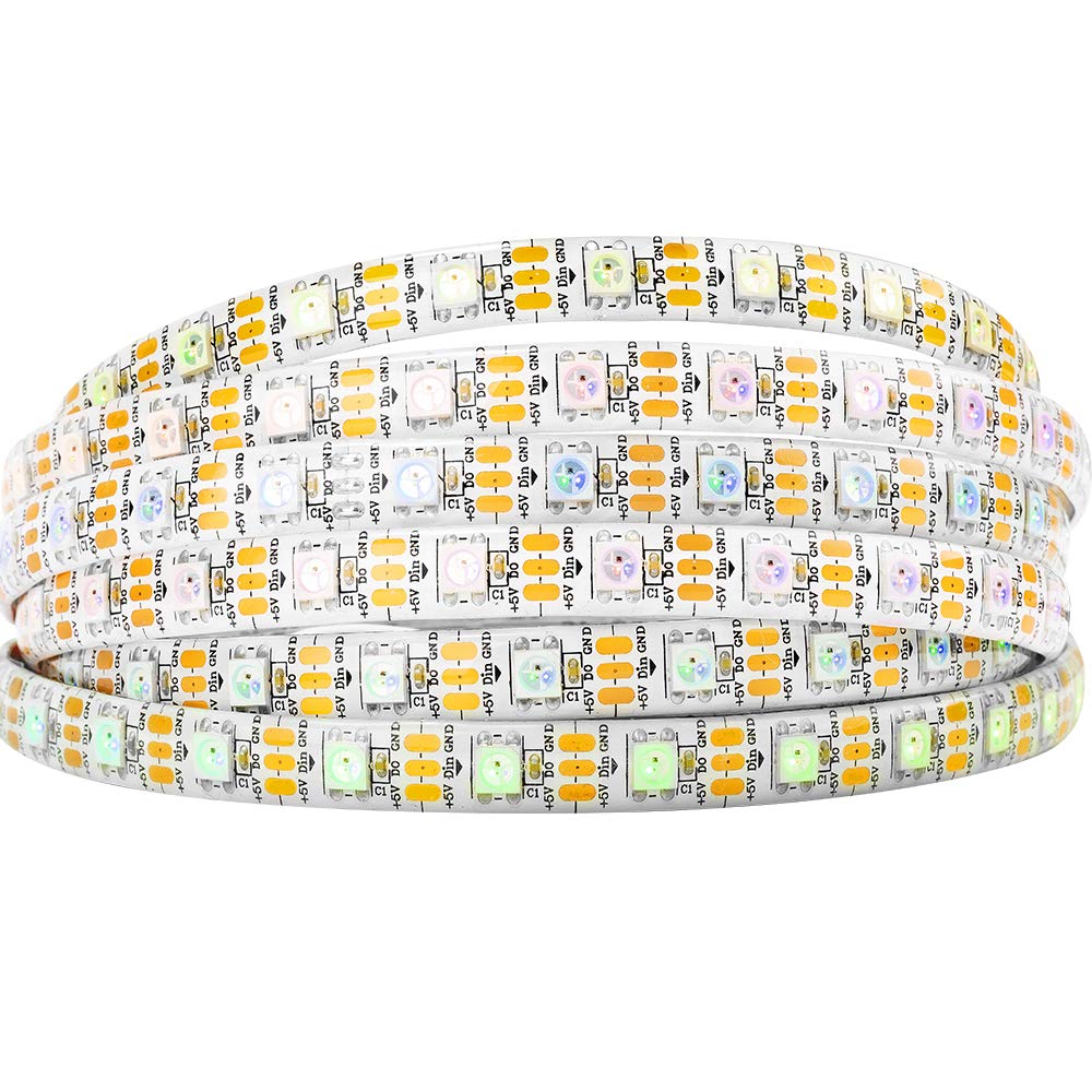 BTF-LIGHTING WS2812B RGB LED Pixel Strip 16.4FT 300LED White PCB IP65 Waterproof