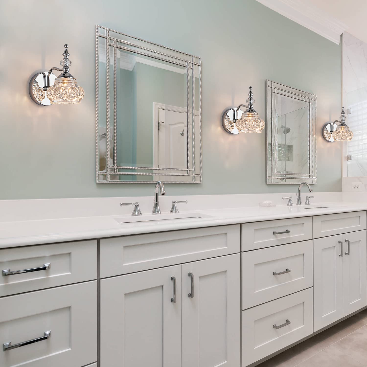 Djfhko Chrome Wall Sconces Sets Of 2 Chrome Wall Sconces Lighting Fixtures Bathroom Wall Sconce Lights For Living Room Chrome Wall Sconces For Bathroom Chrome Bathroom Light
