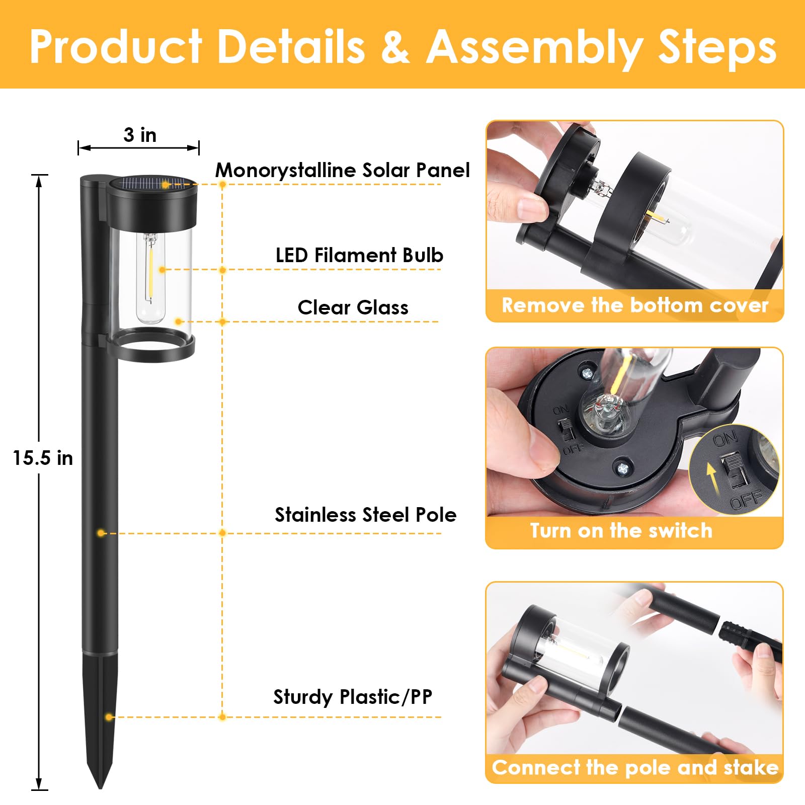 Solar Pathway Lights Outdoor, 10 Pack Metal & Glass Solar Lights Outdoor Waterproof Landscape Path Lights Solar Lights For Outsi