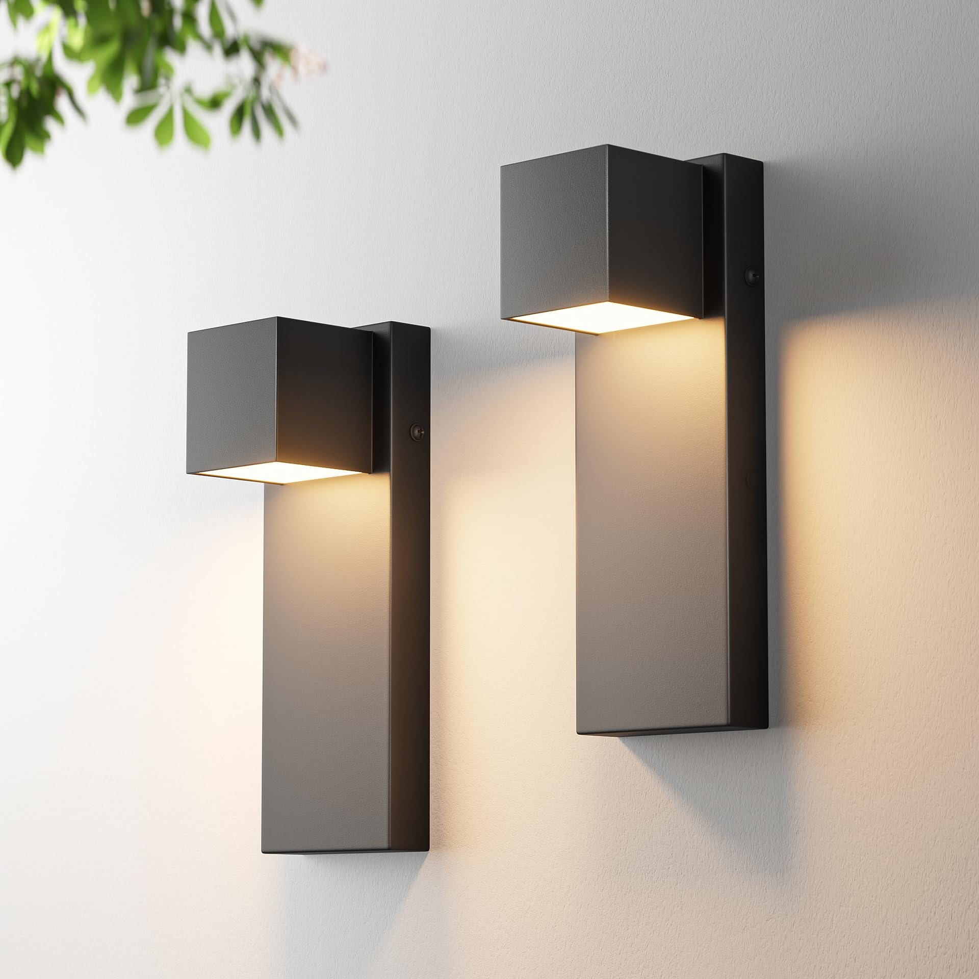 Aoceley 2 Pack 13 Modern Outdoor Led Wall Light,16W 3000K 1200Lumen Porch & Patio Hardwired Wall Mount Wall Sconces,Exterior IP6