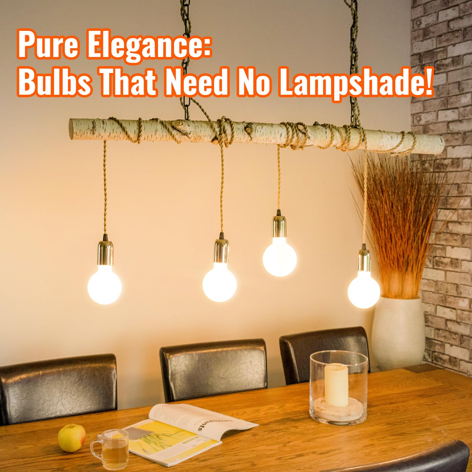 Omed Dimmable Led Warm Light Bulbs E26 Equivalent 60W, G80/G25 Pendant Globe Led Filament Retro Porcelain Glass Light Bulbs 2700