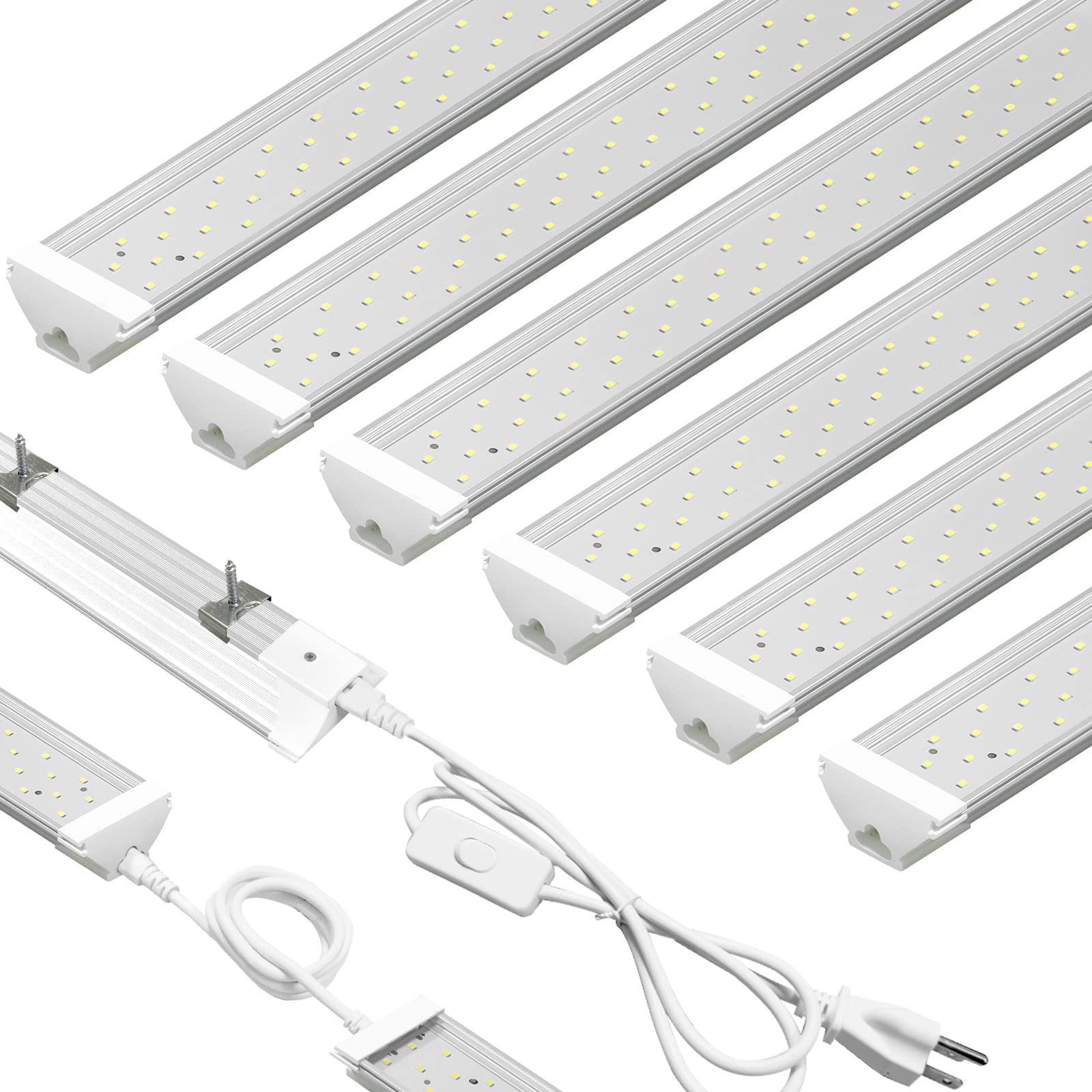 SZHLUX 6 Pack LED Shop Light 30W 4350LM 2FT White Aluminum Utility Ceiling Fixture
