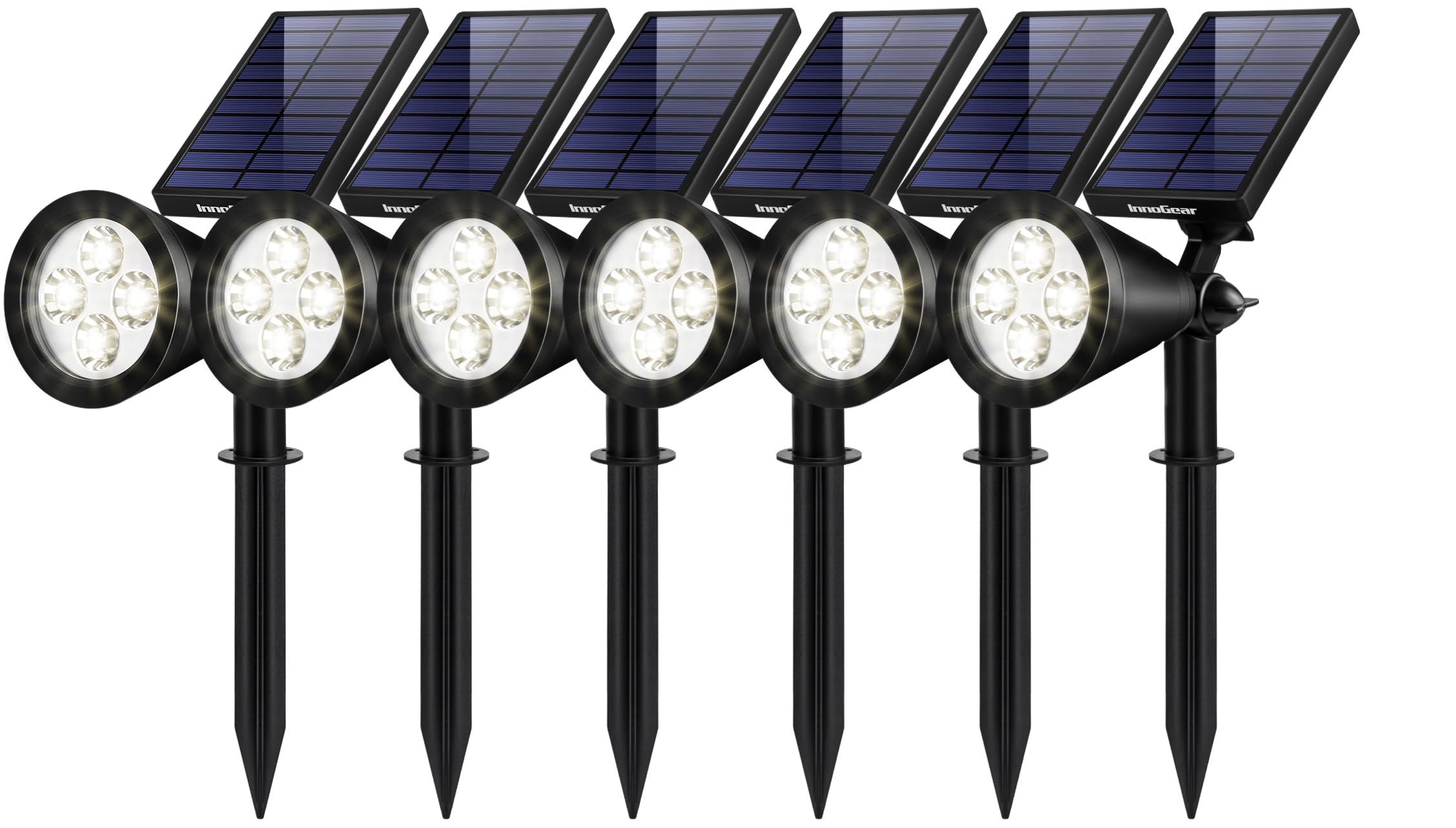 InnoGear Solar Lights Outdoor Spotlights, Auto On/Off, Pack of 6, Waterproof, White, Model SL406, High-impact ABS Plastic