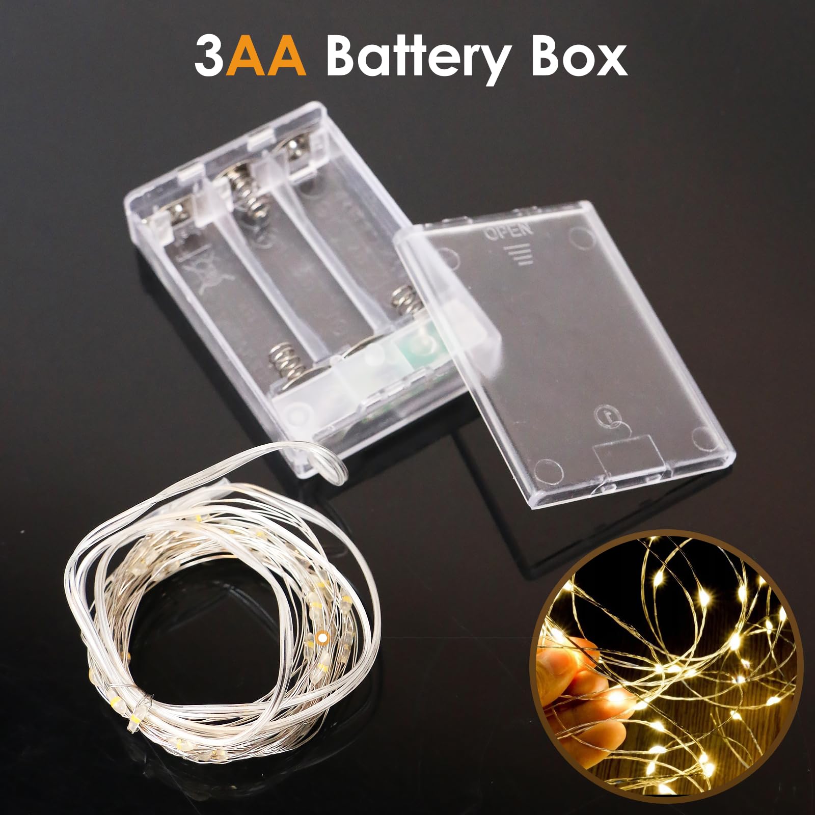 Kolpop 10 Pack Fairy Lights Battery Operated With Timer, 16Ft 50Led Mini String Light Battery Powered, Warm White Tiny Christmas Lights For Indoor Wedding Bedroom Decorations