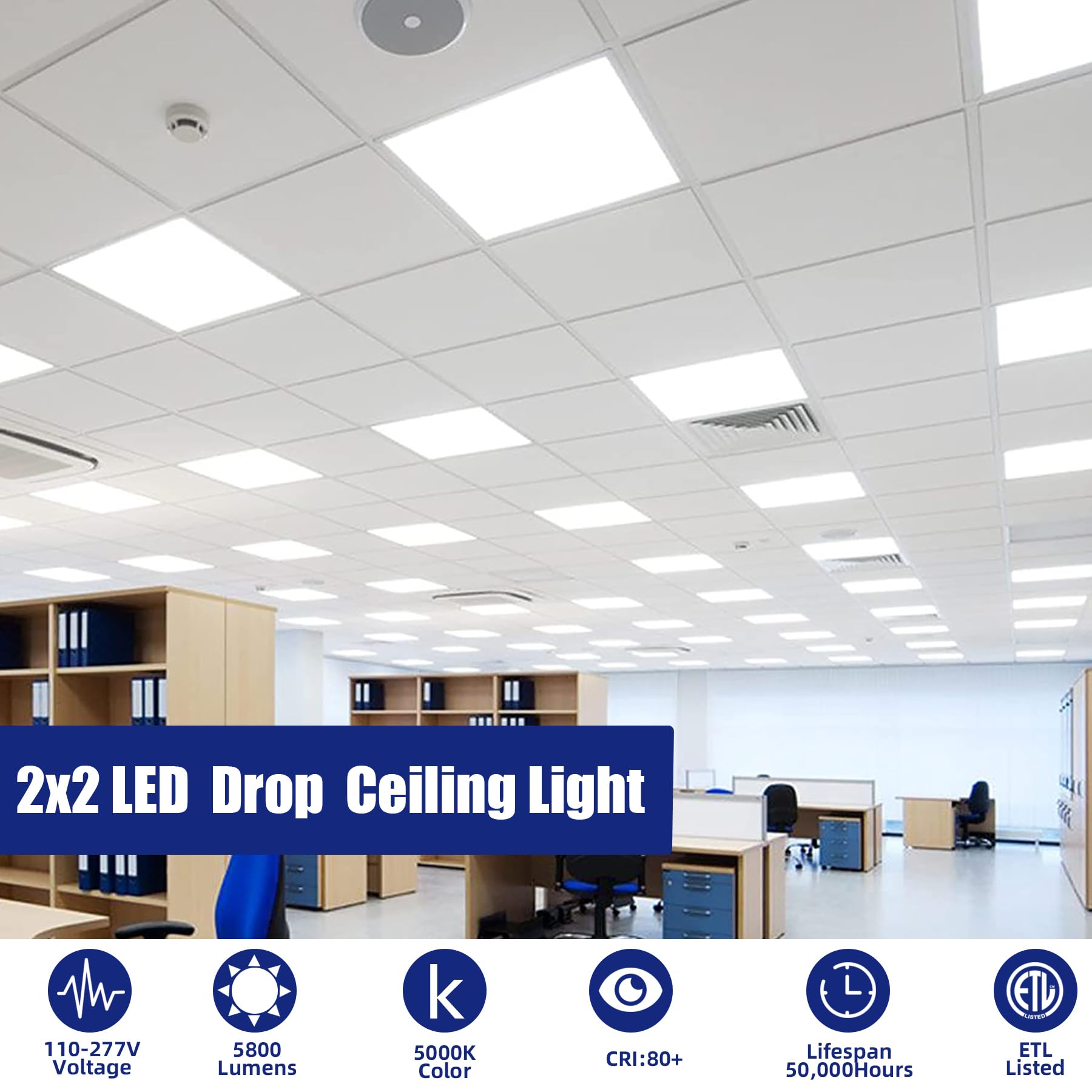 Lifsunlit 6Pcs 2X2 Led Flat Panel Light, 45W 5000K Recessed Edge-Lit 2X2 Led Drop Ceiling Light, 5800Lm Lay In Fixture For Offic