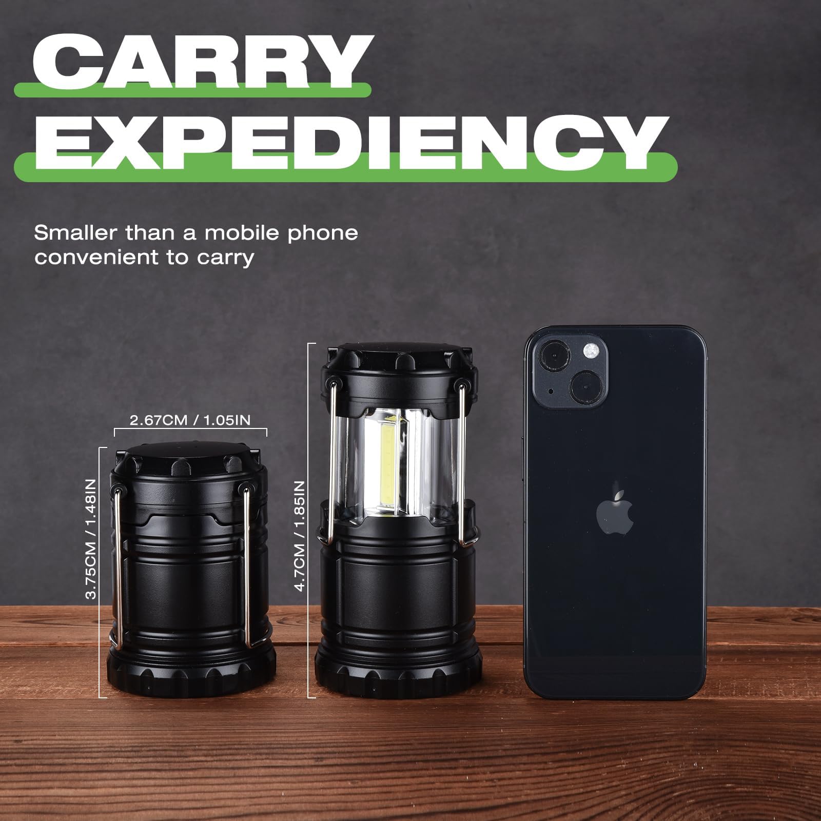 KPKJOO Collapsible Camping Lantern, Super Bright LED, Battery Operated, Black, Model 5800