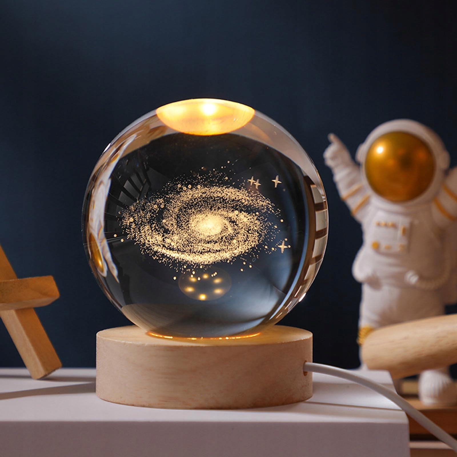 JANARARY 3D Galaxy Crystal Ball Night Light with Color Changing LED Base, 2.36x2.36x2.95 inches, Remote Control, Model JY016CBLUS