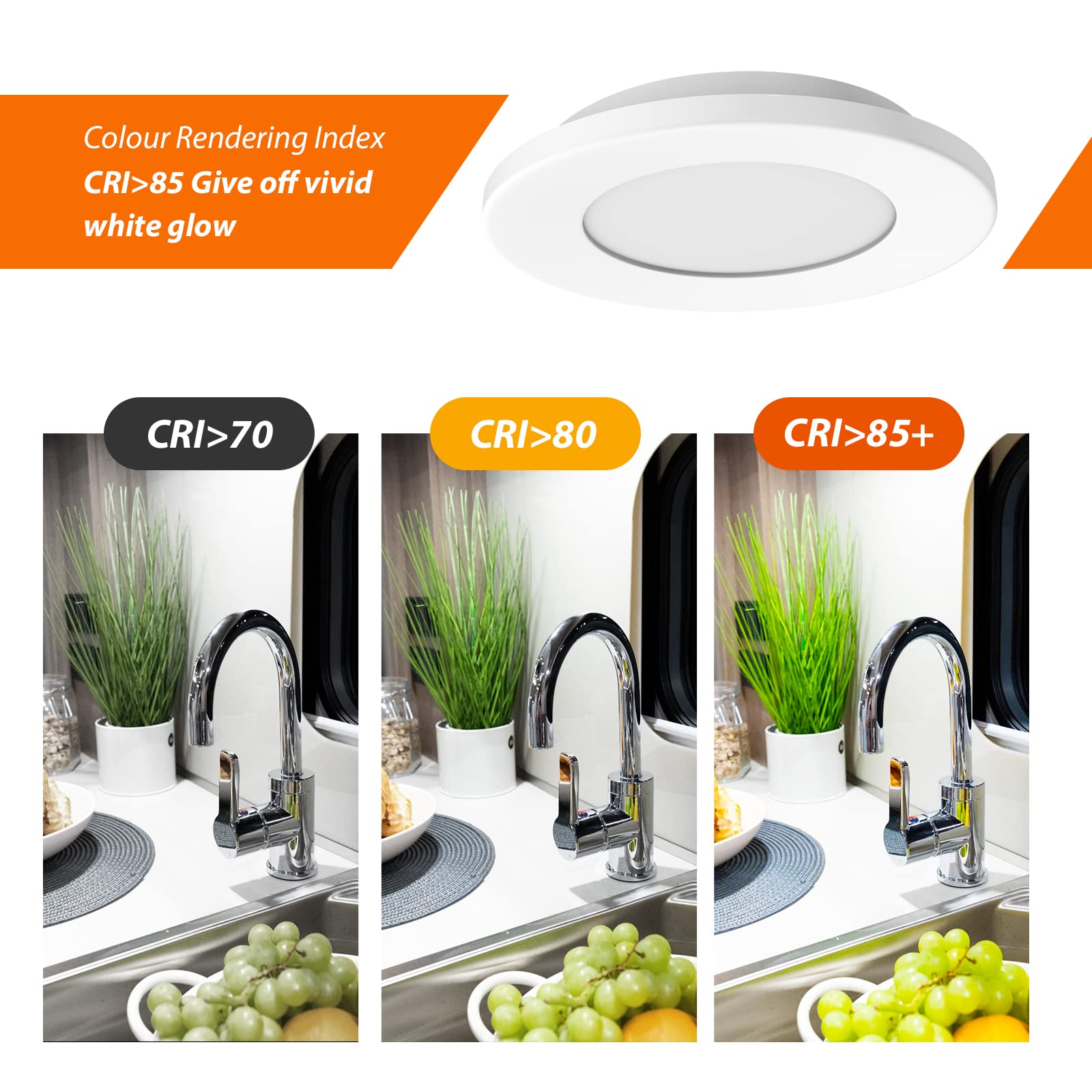 Dream Lighting 12v LED Recessed Puck Light, Cool White, Polycarbonate, Pack of 6, 2.76” for RV Boat Interior Ceiling