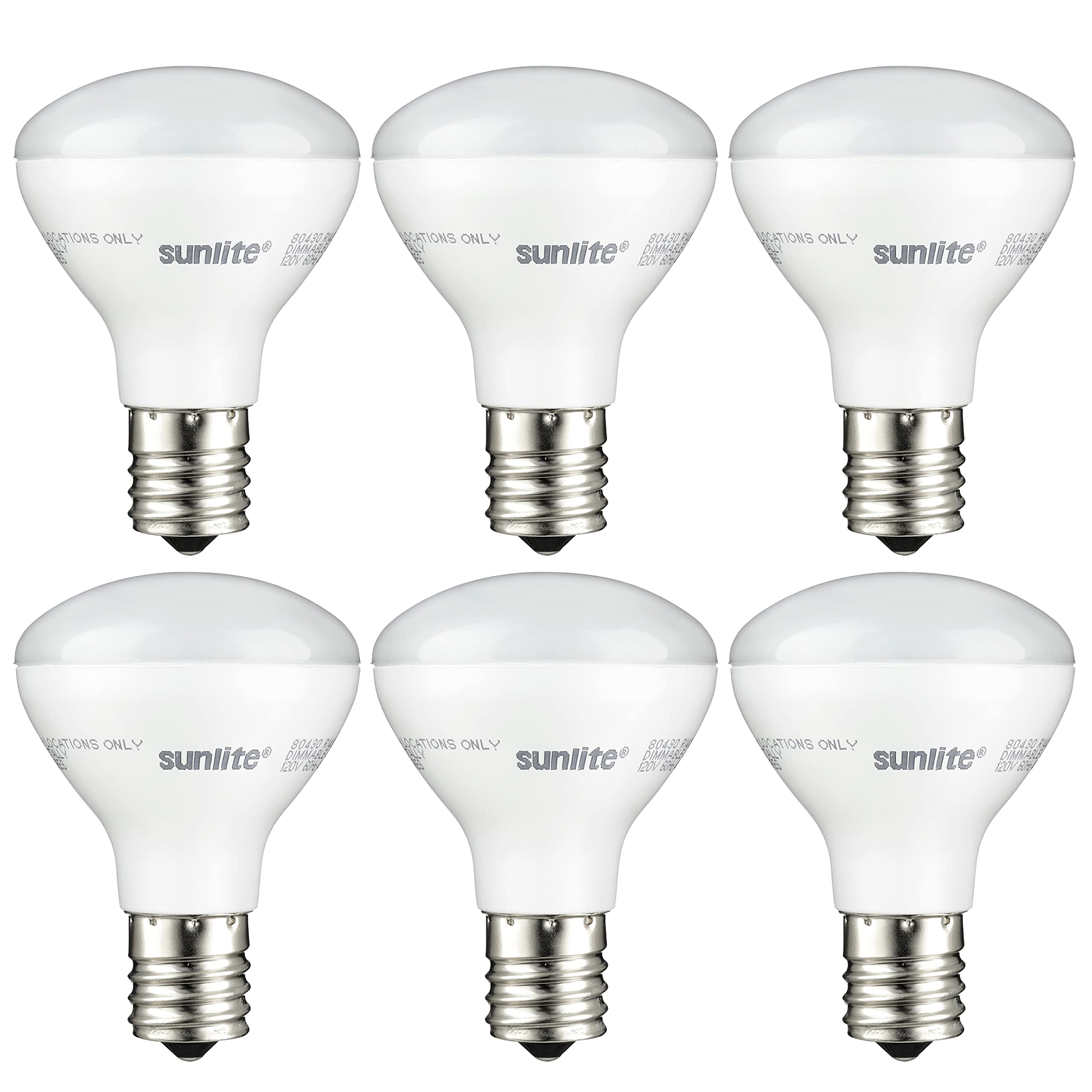 Sunlite LED R14 Mini Flood Light Bulbs, 4 Watts (25W Equivalent), 250 Lumens, Intermediate (E17) Base, Dimmable, ETL Listed, 300