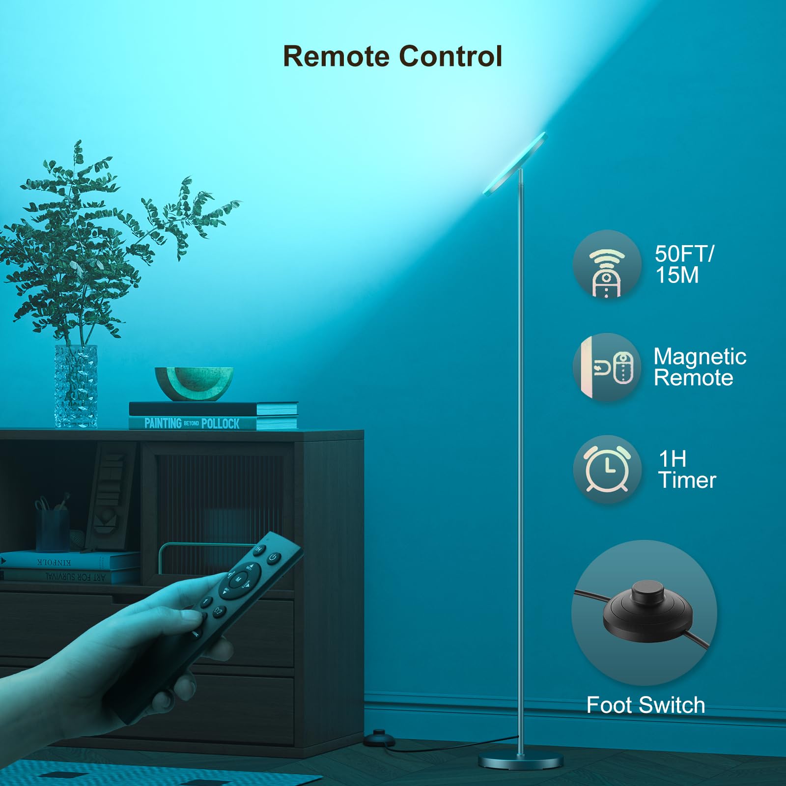 Fulsunt ?????? Torchiere Floor Lamps For Living Room, 32W/3200Lm Bright Led Standing Lamp With Remote, Modern Color Changing Tal