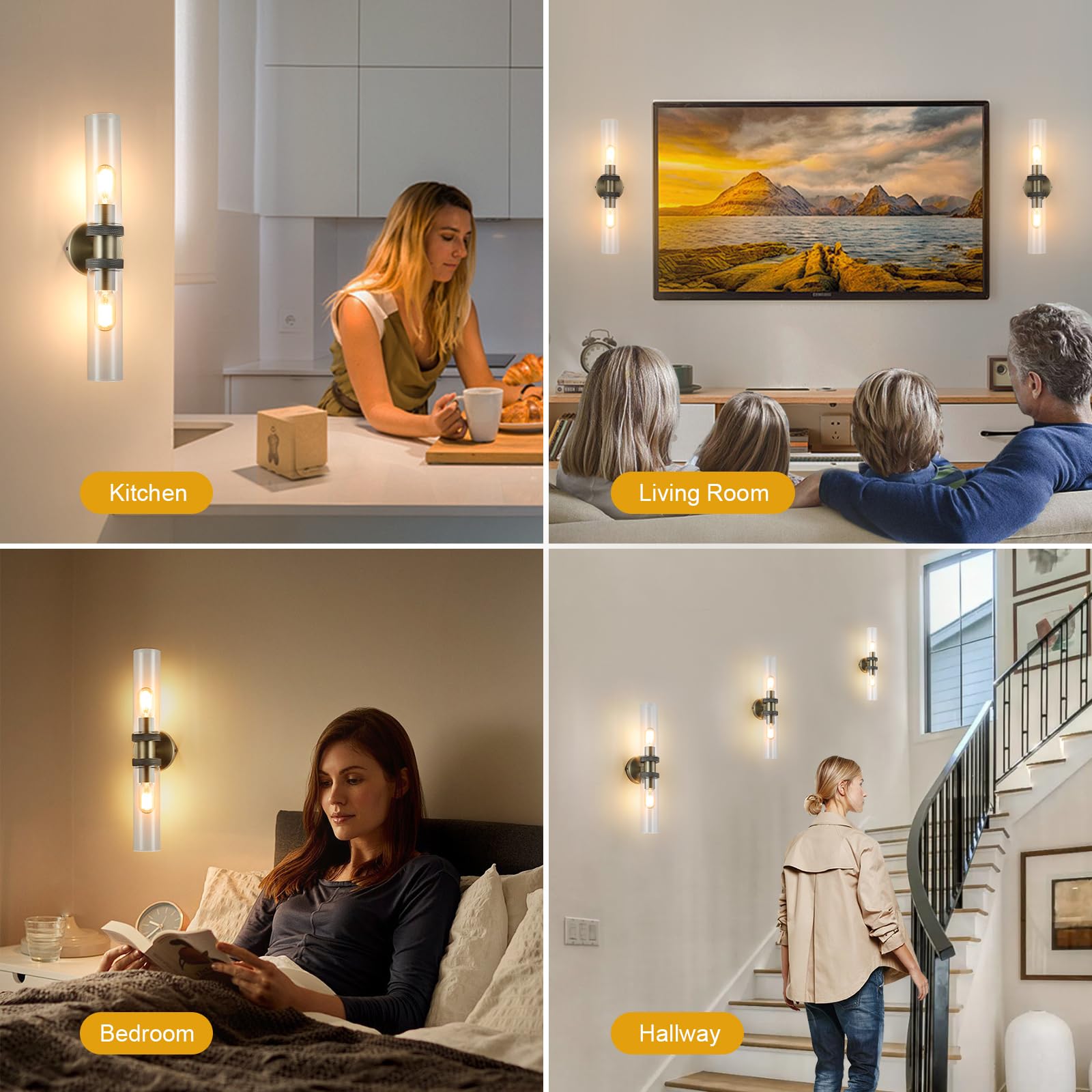 Ecobrt 2 Light Bathroom Vanity Light Brushed Bronze, E26 Bathroom Light Fixtures Side Mirror,Hallway Vanity Lights Fixtures, Mod