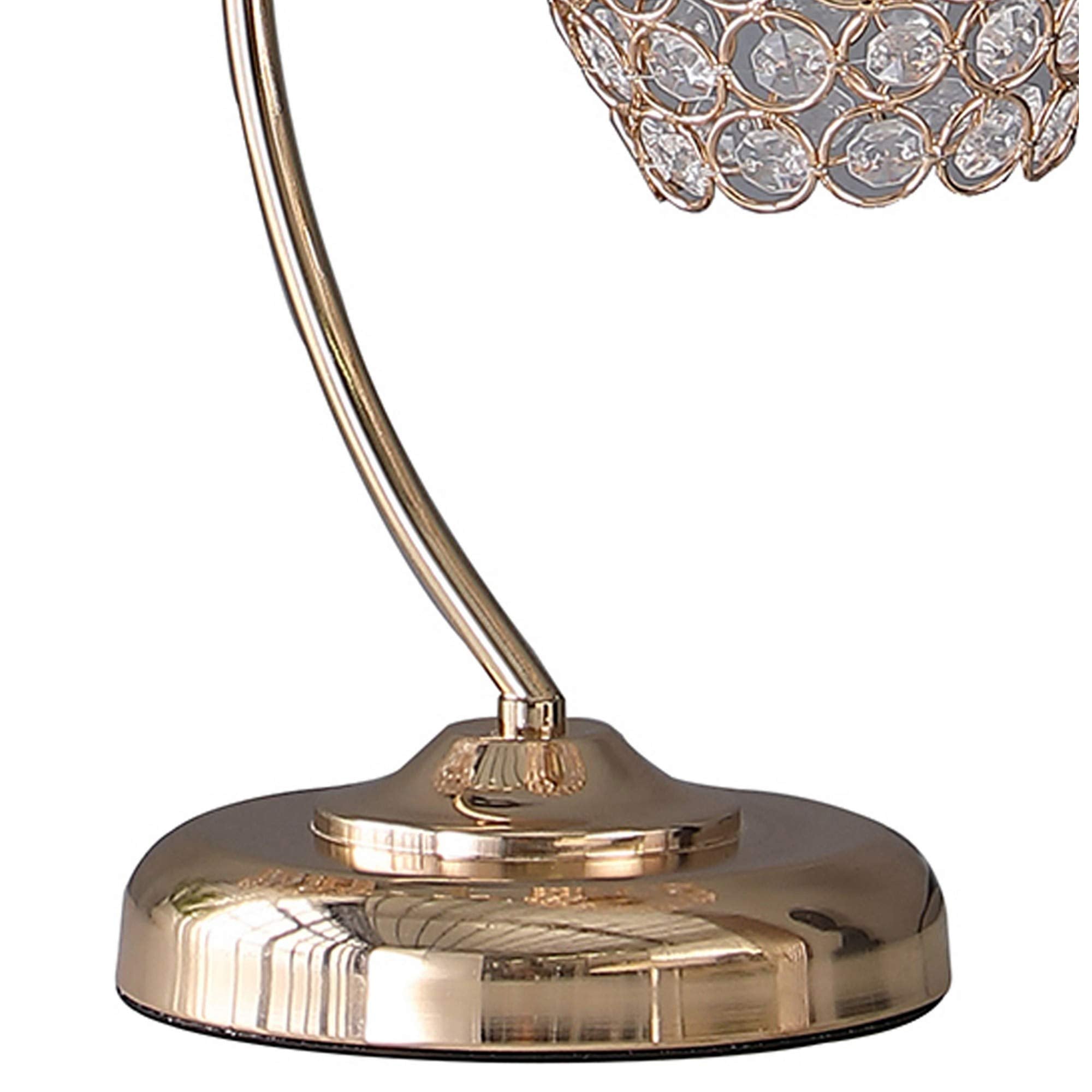 Benjara Bm233923 17.25 X 6.25 X 13 In. Floral Tree Design Metal Table Lamp With Dome Shade & Crystals Gold
