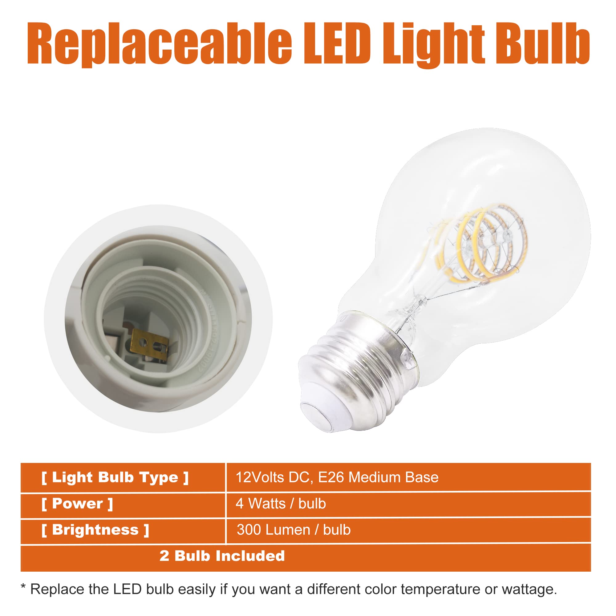 Facon 11'' Rv Pendant Dining Table Light With Switch, Replaceable 2 X E26 Led Bulbs, Decorative Fabric Dinette Light With Chrome Flower Shape, 12V Dc Interior Light For Rv Motorhome Camper Trailer