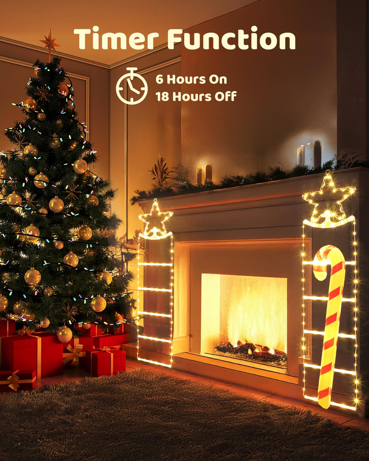 Gleamkid Led Christmas Ladder Lights - 4.2Ft Christmas Decorative Ladder Lights, Christmas Decorations Lights For Indoor Outdoor, Window, Garden, Home, Wall, Xmas Tree Decor