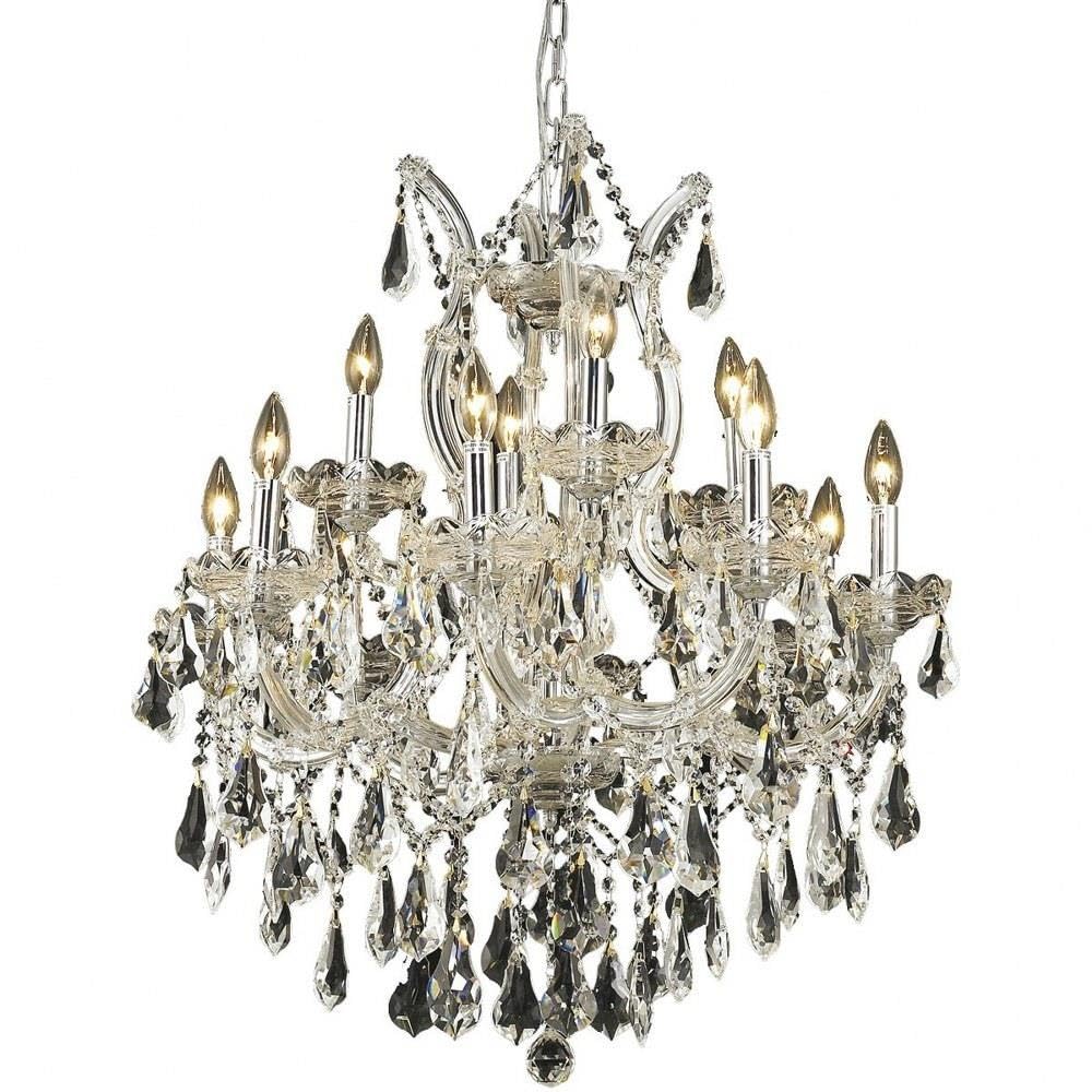 Elegant Lighting Royal Cut Crystal Chandelier 13-Light Two-Tier 27in Chrome Silver Model 2801D27C/RC