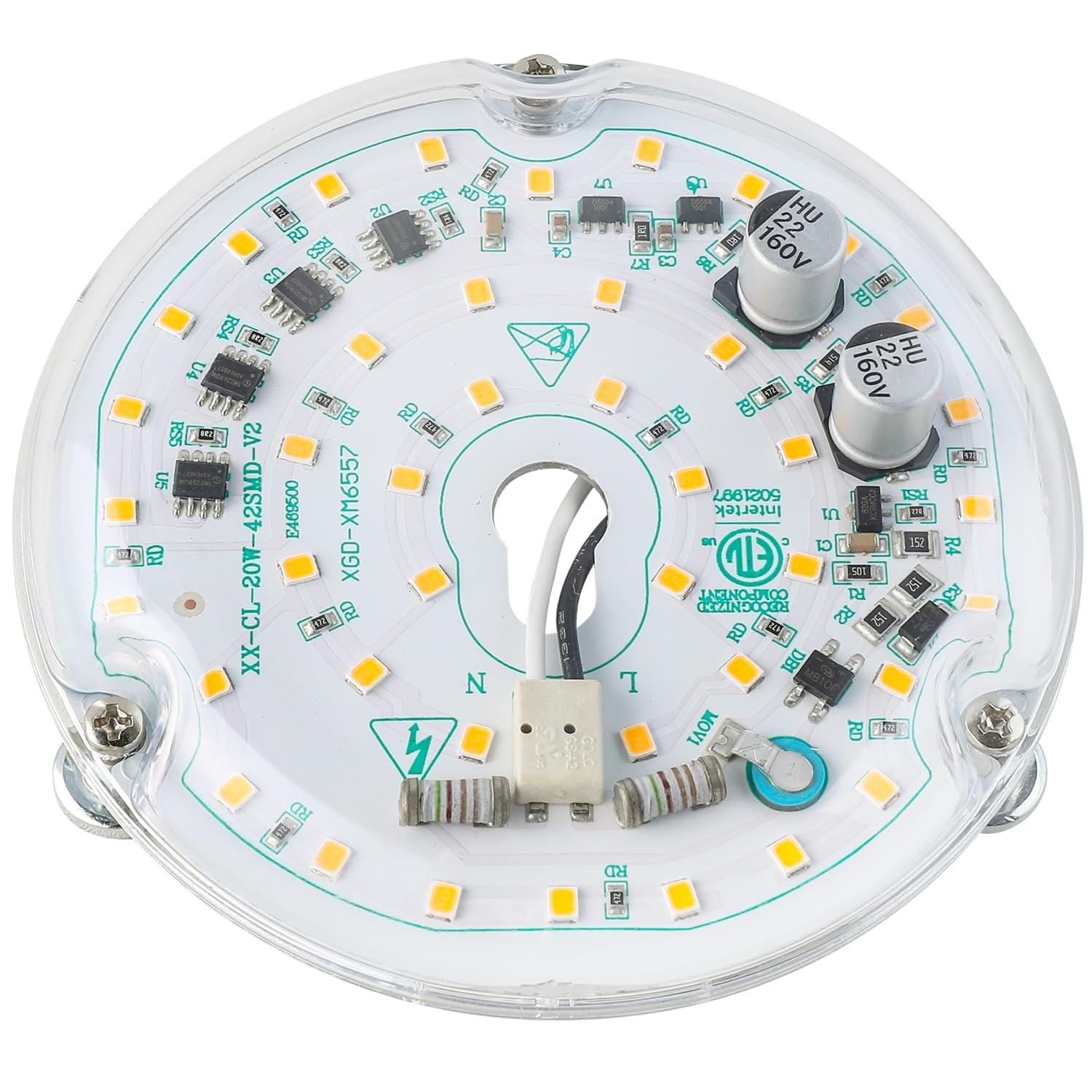 Haoledi 4'' 20W Led Ceiling Fan Light Retrofit Kit, Ceiling Light Replacement, Led Flush Mount Ceiling Light, White 5000K 2400Lm