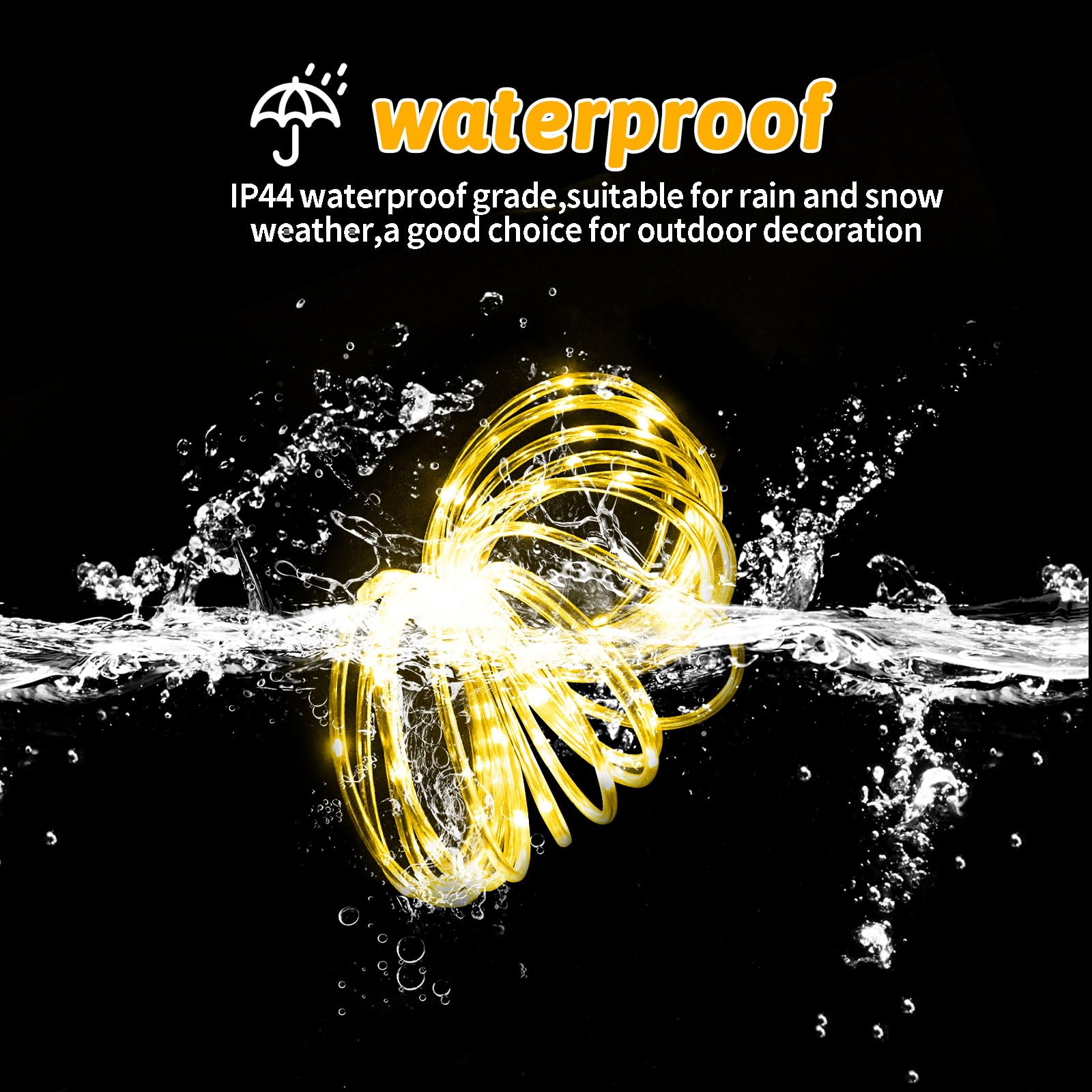 2 Pack Battery Operated Rope Lights ,Total 120Led Christmas Battery Powered String Lights Indoor Outdoor,8 Modes Waterproof Fairy Rope Lights With Timer For Bedroom Christmas Tree Patio (Warm White)