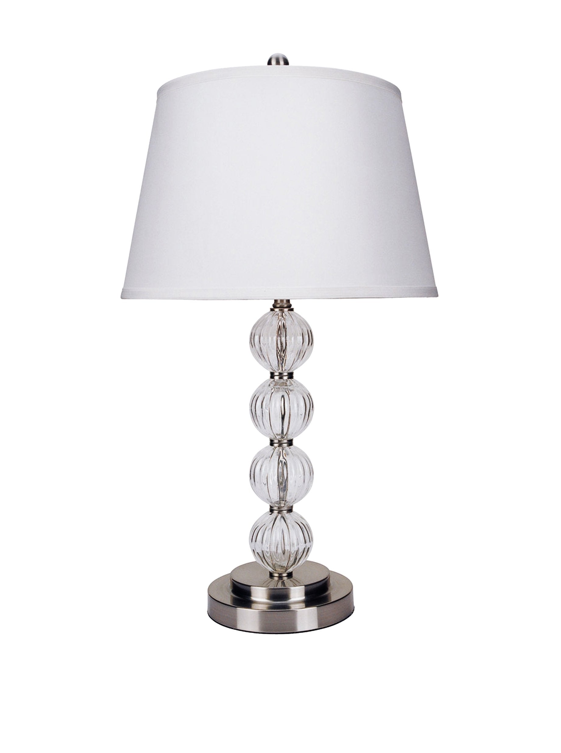 ORE International Glass Table Lamp - Satin Nickel, 28.5in, Model 6188T, White Shade