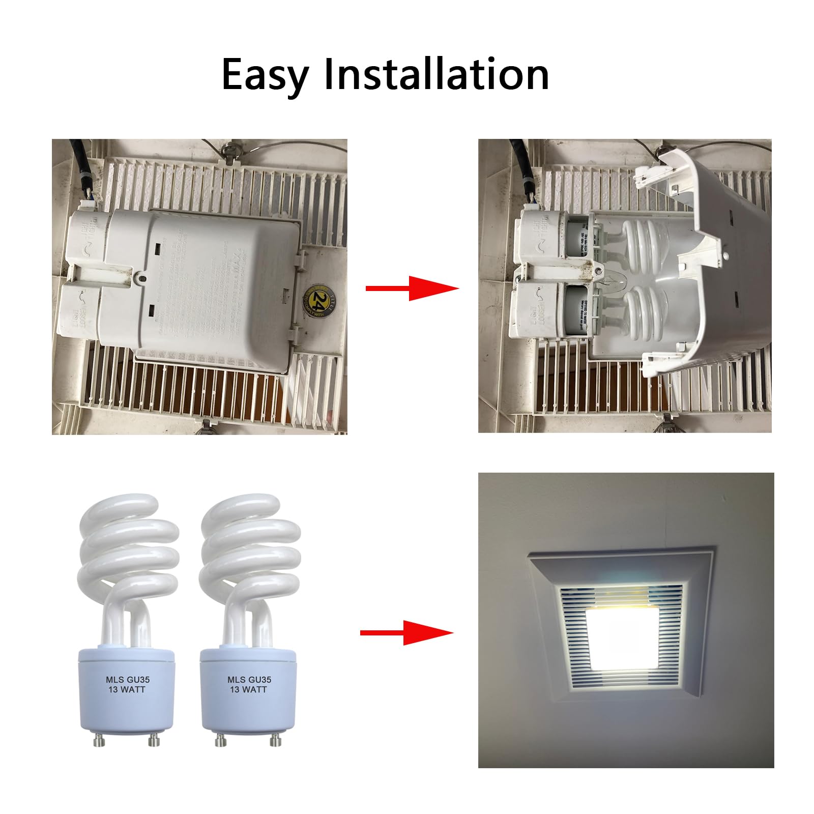 Valoisa Mls13W Gu35 Light Bulbs,Replacement For Panasonic Vql5 Exhaust Fans,Ceiling Bath Fans,Gu35 Base, 3500K,2 Pack