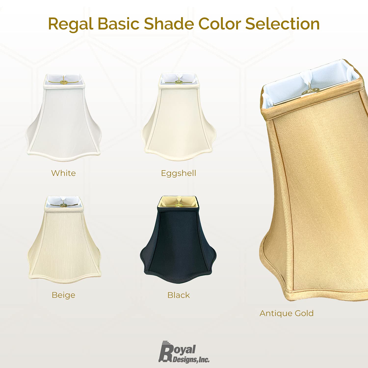 Royal Designs, Inc. Flare Bottom Square Bell Lamp Shade, Silk Blend, 5 x 12 x 9.25, Black, Model BS-702-12BLK-2, Set