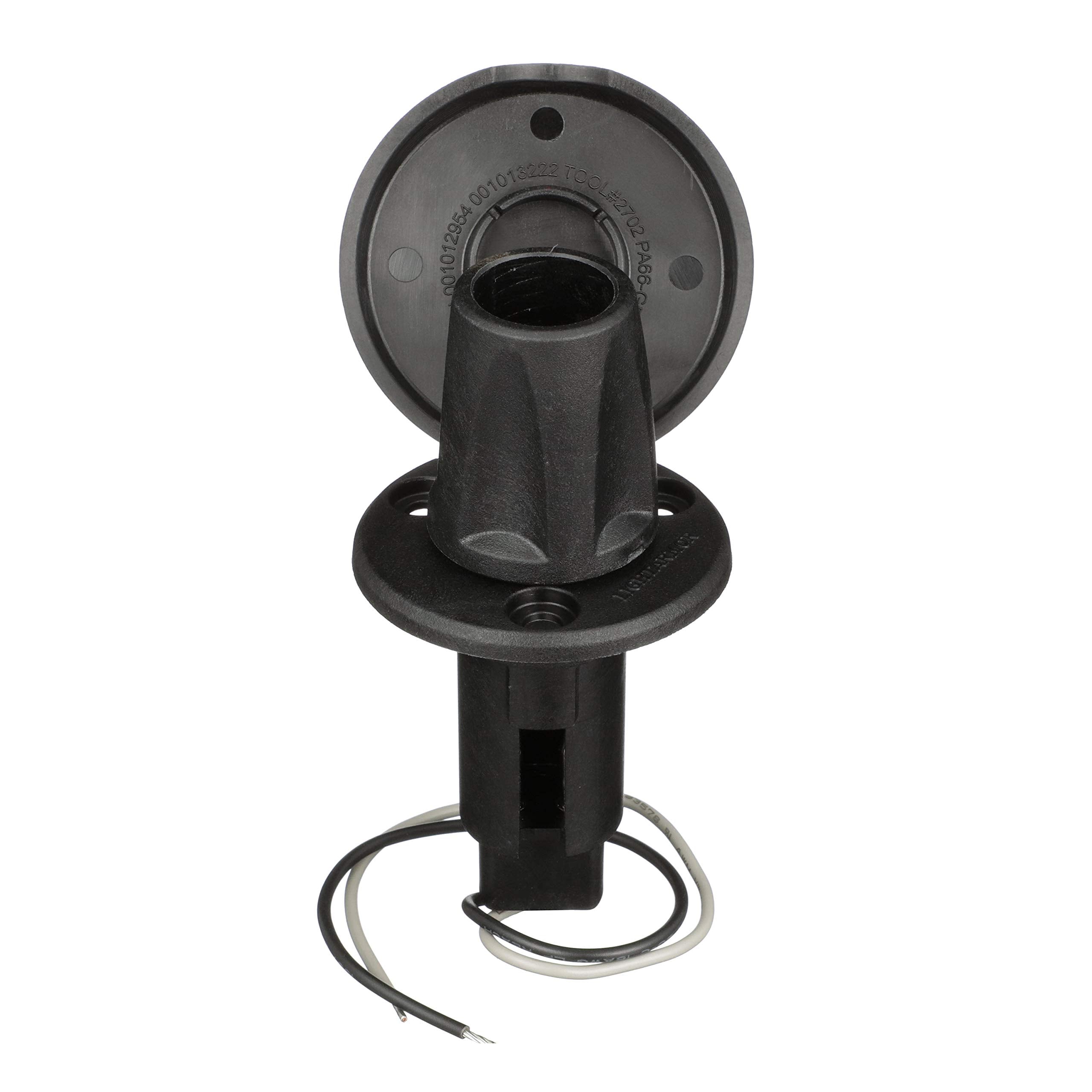 Attwood 910R2Pb-7 Lightarmor 910R Series Round Plug-In Light Base - For All-Around Pole Light, 2-Pin, Black Composite Cover