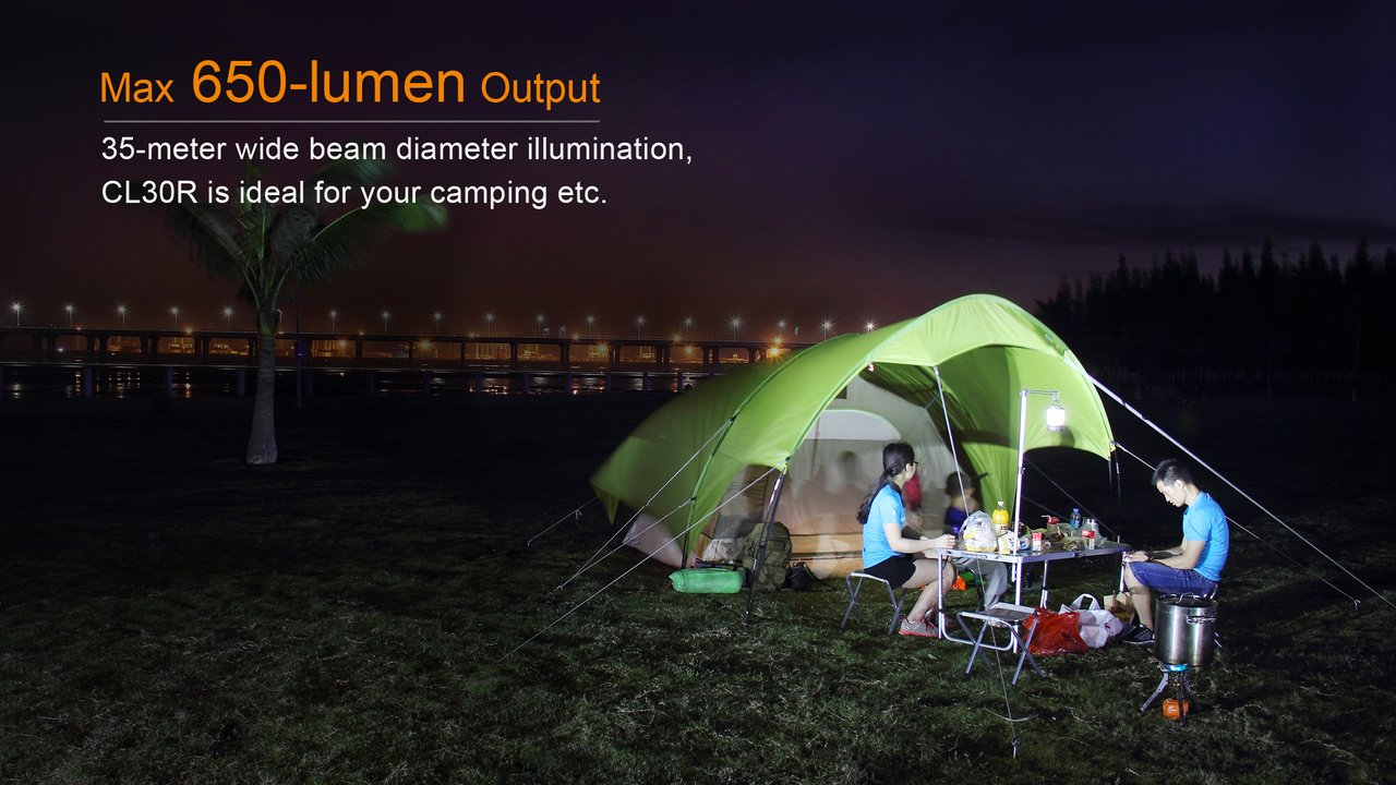 Fenix CL30R 650 Lumen Rechargeable LED Camping Lantern with LumenTac Organizer