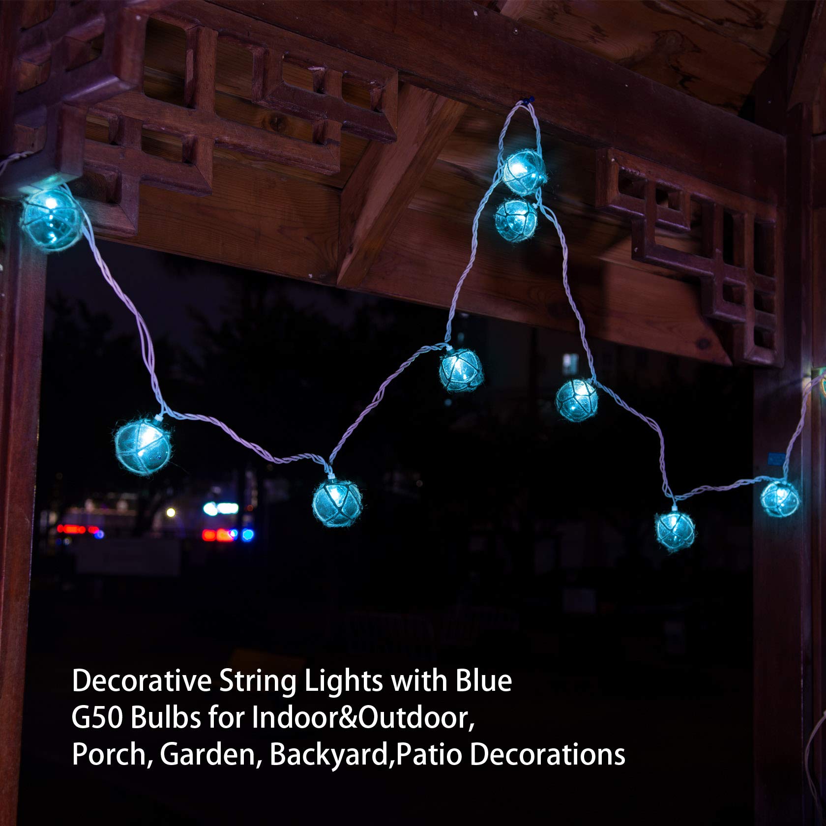 Brillarlights Nautical String Lights Set of 10, Blue Plastic Beach Decor for Ocean Theme, Fishing Fairy Lights