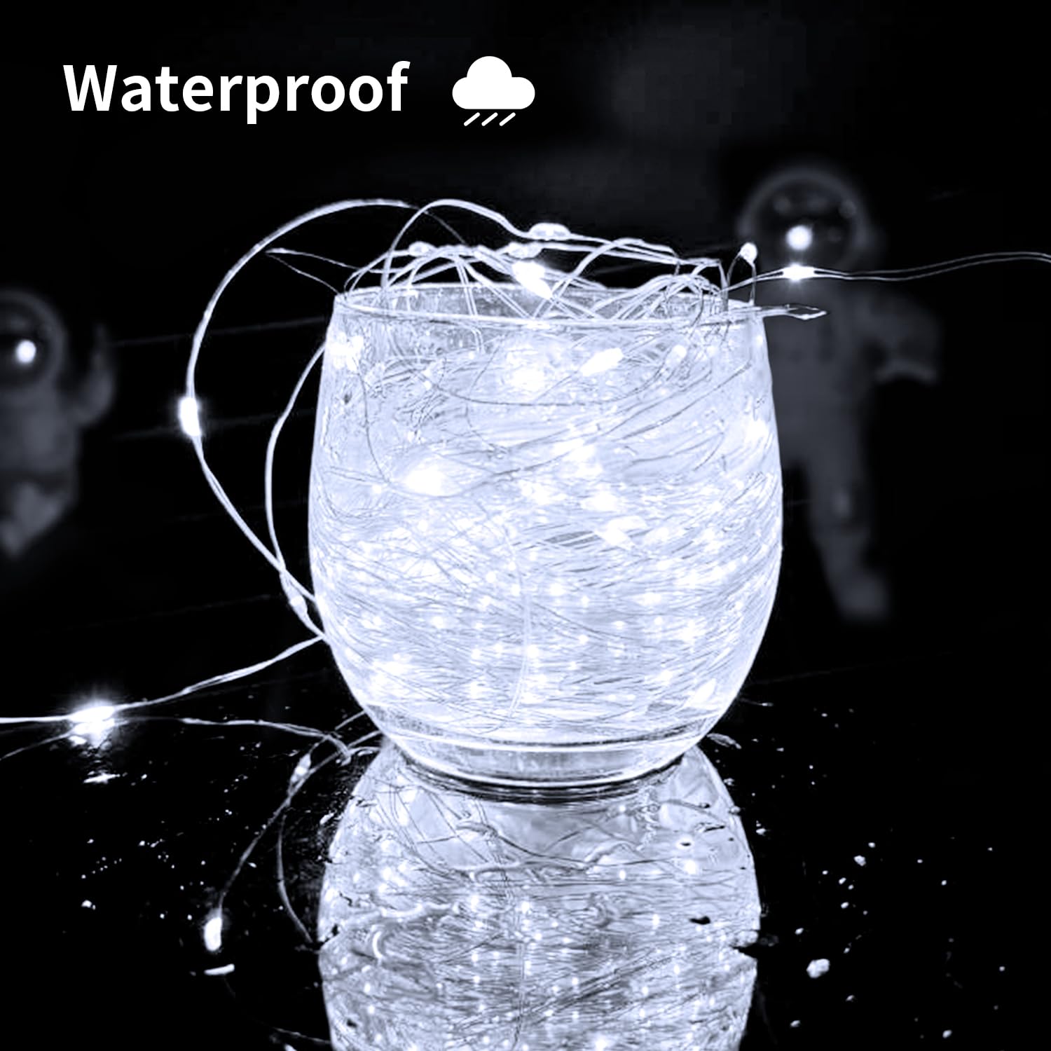 Solar String Lights Outdoor  33 Feet 100 Leds 8 Modes Solar Fairy Lights For Outside  Waterproof Outdoor Light For Patio Yard Christmas Tree Halloween Wedding Party Decorations  Cool White