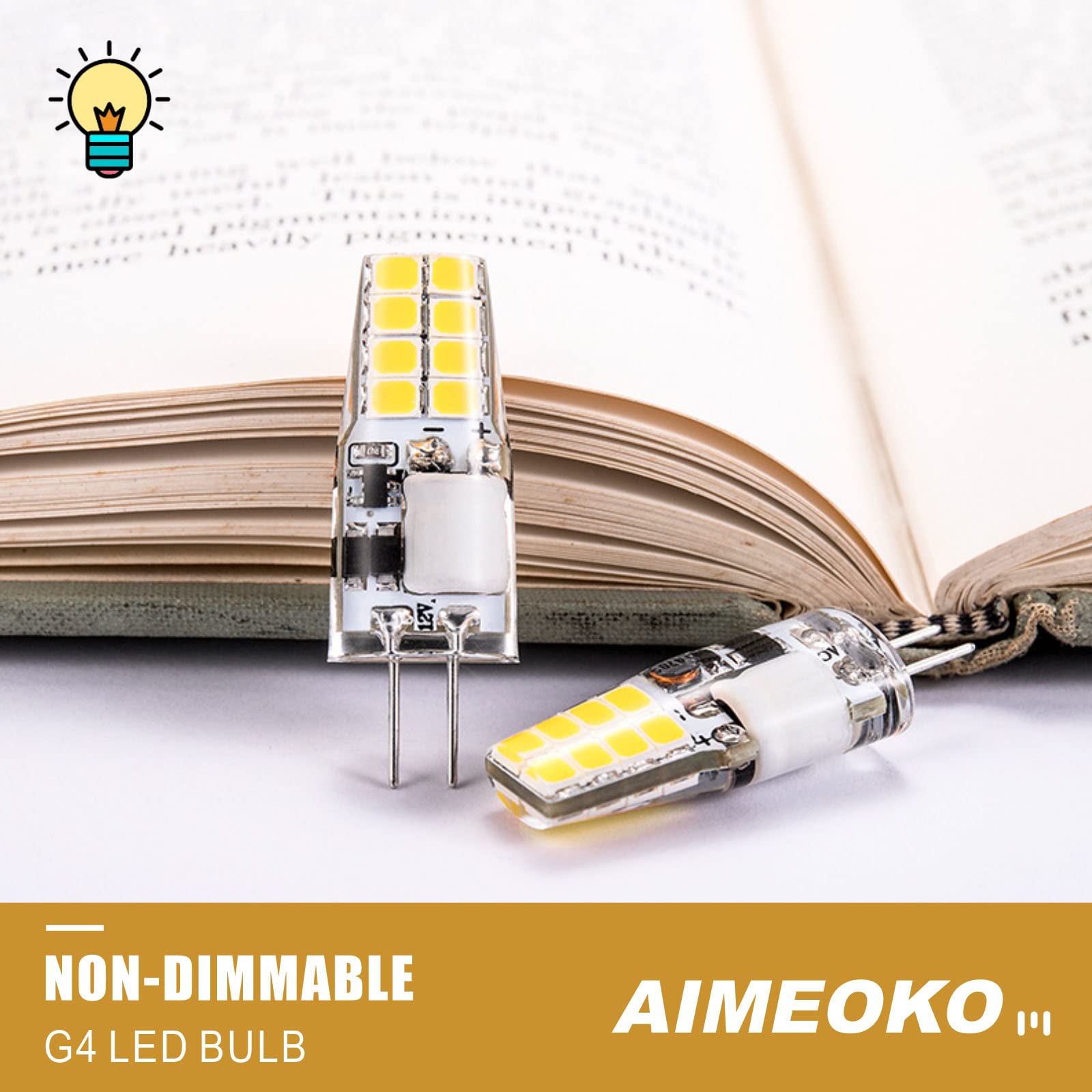 Aimeoko G4 Led Light Bulbs 12V 3.5W G4 Bi-Pin Led Bulbs, Daylight White 6000K, Non-Dimmable, 30W Halogen Bulb Replacement For Un