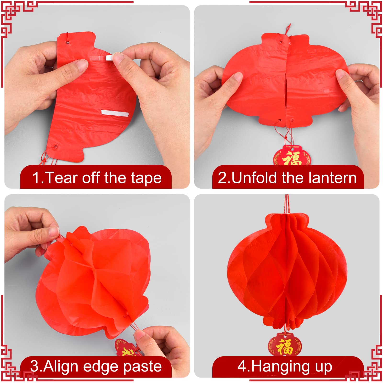 60 Pieces Chinese Japanese Paper Lantern Includes 8 Cherry Blossom Japanese Paper Lantern 52 Chinese Red Lanterns 12 Inches Red