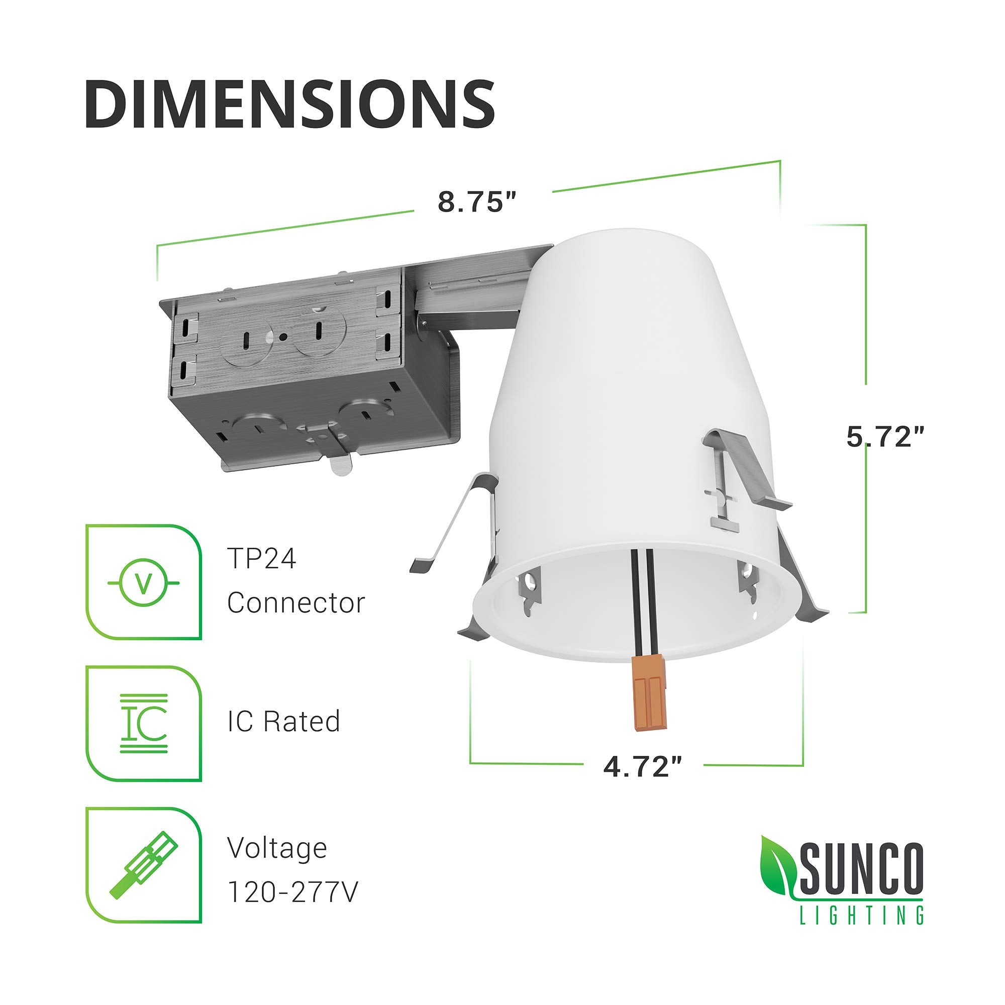 Sunco 12 Pack 4 Inch Can Lights - Metal Recessed Lighting Housing, IC Rated, Air Tight, UL Listed, Easy Install, 120-277V, TP24 Connector