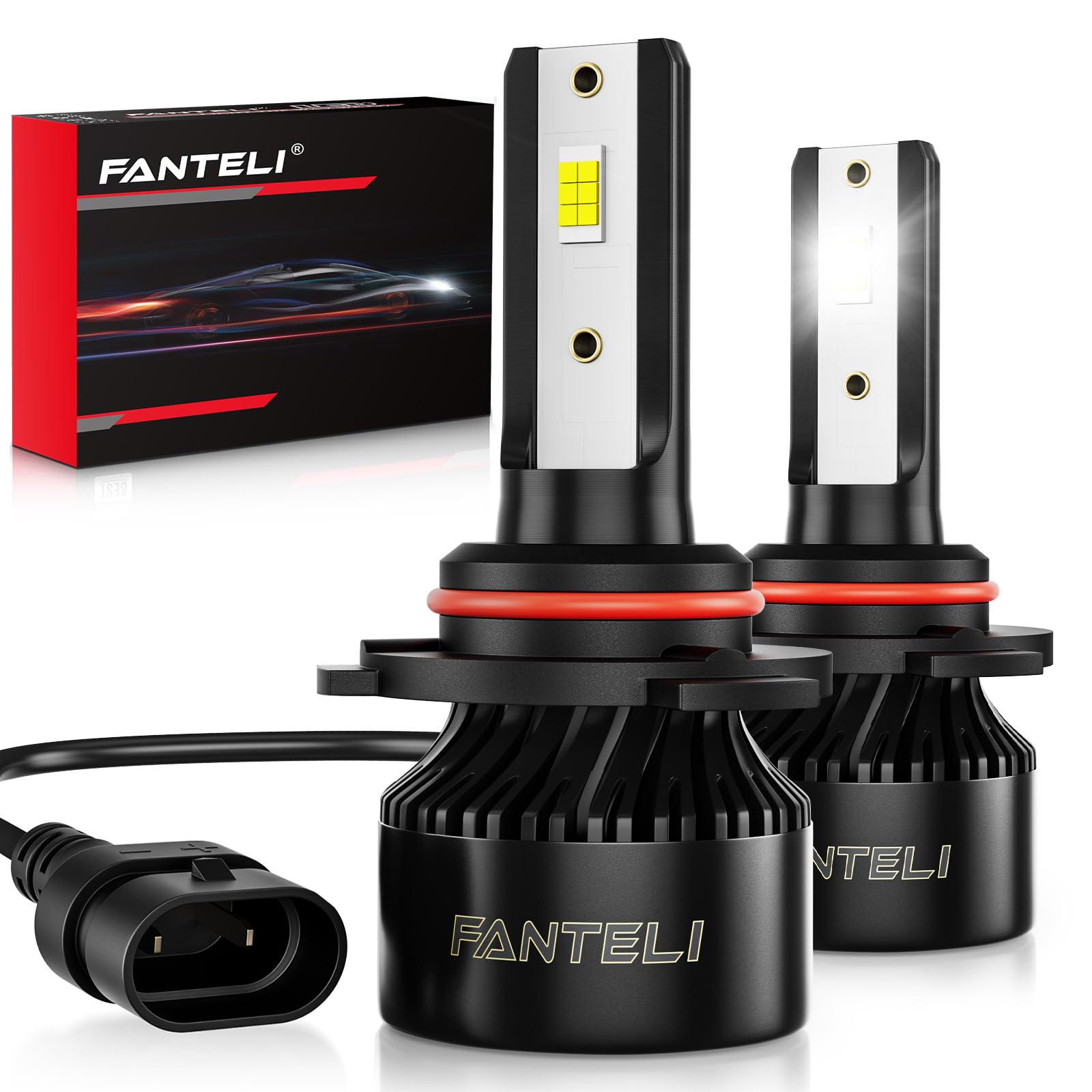 FANTELI 9012 LED Fog Light Bulbs, 34000LM, 6000K Cool White, IP68 Waterproof, Pack of 2