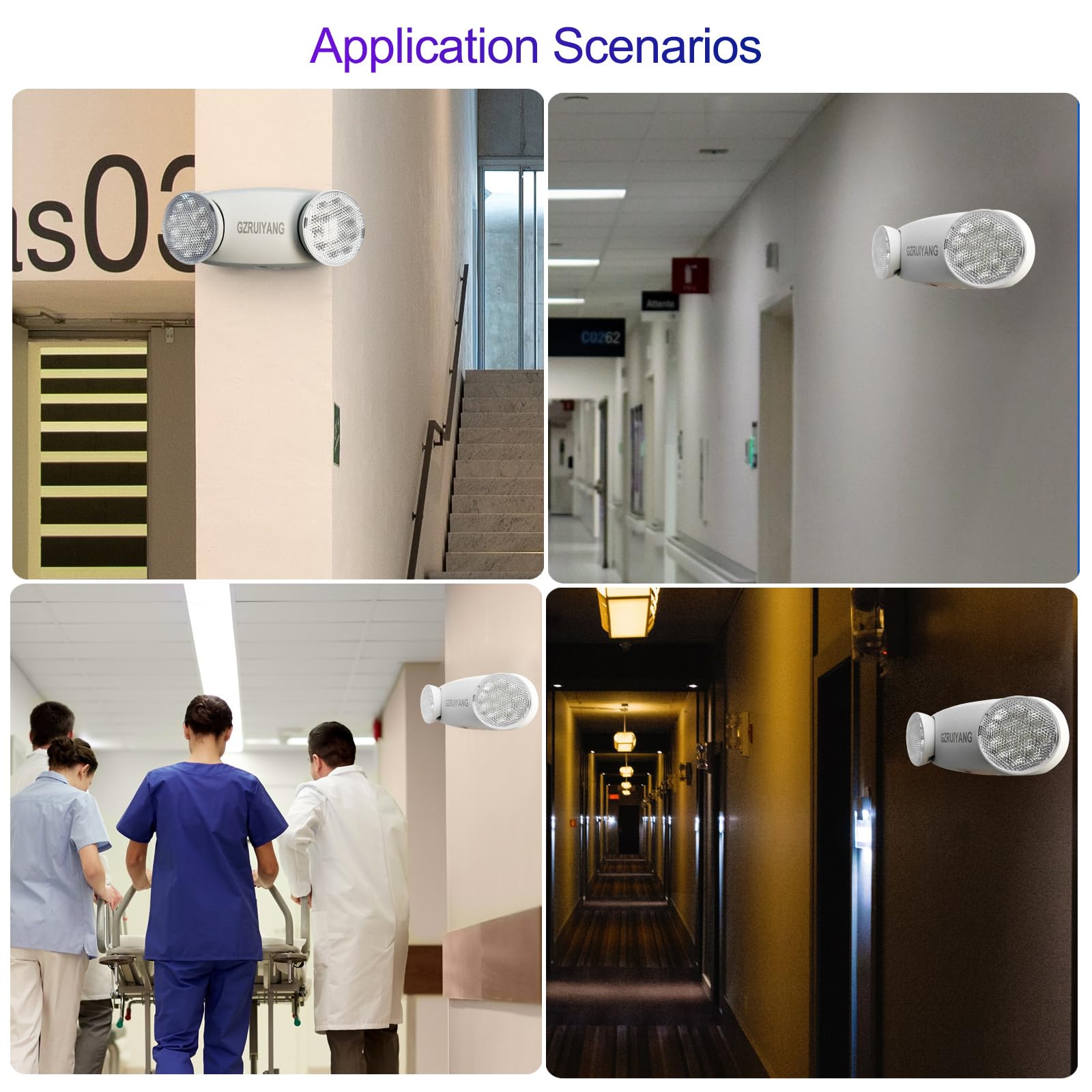Gzruiyang Emergency Lights With Battery Backup, 1 Pack Emergency Light, Led Commercial Emergency Lights, Ul Listed, Ac 120/277V,