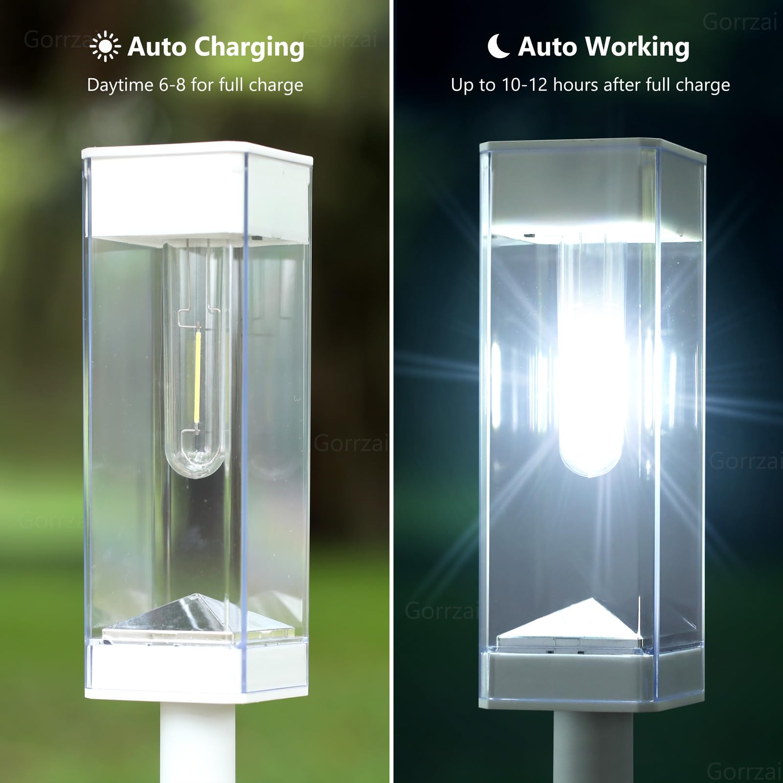 Gorrzai Solar Pathway Lights 8 Pack Solar Outdoor Lights With Led Tungsten Filament Bulb Waterproof Stainless Steel Garden Light
