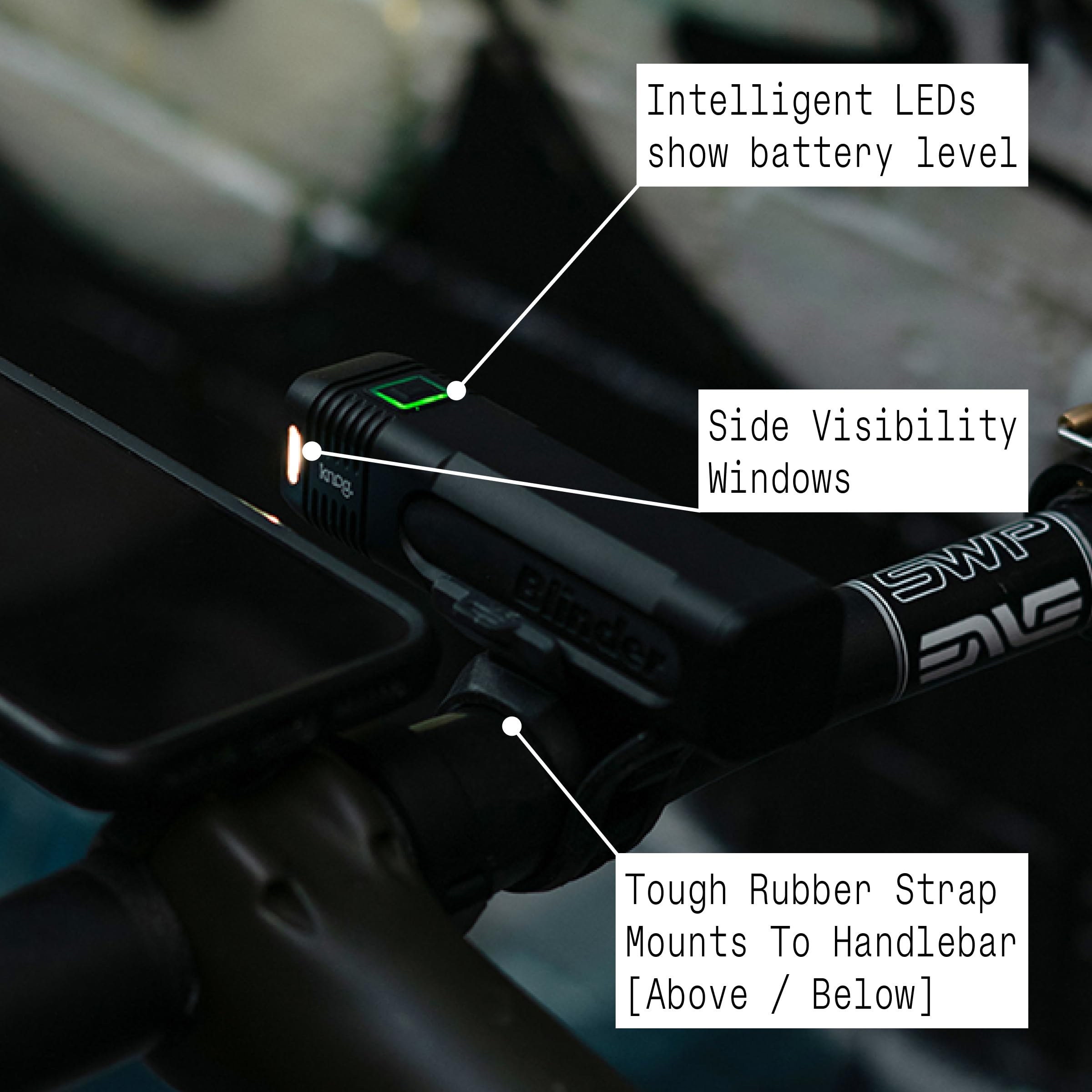 Knog Blinder 600 Bike Light - 600 Lumen Bicycle Light with Compact CNC Design, 6 Light Modes, USB-C Rechargeable, IP67 Waterproo
