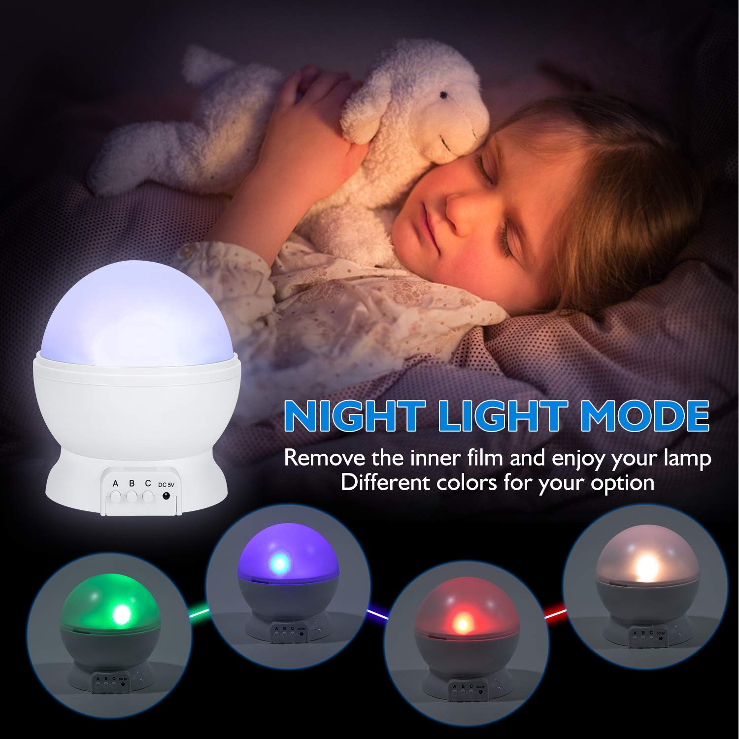 Rictly Night Light For Kids, Kids Night Light, Star Night Light, Nebula Star Projector 360 Degree Rotation - 4 Led Bulbs 12 Ligh