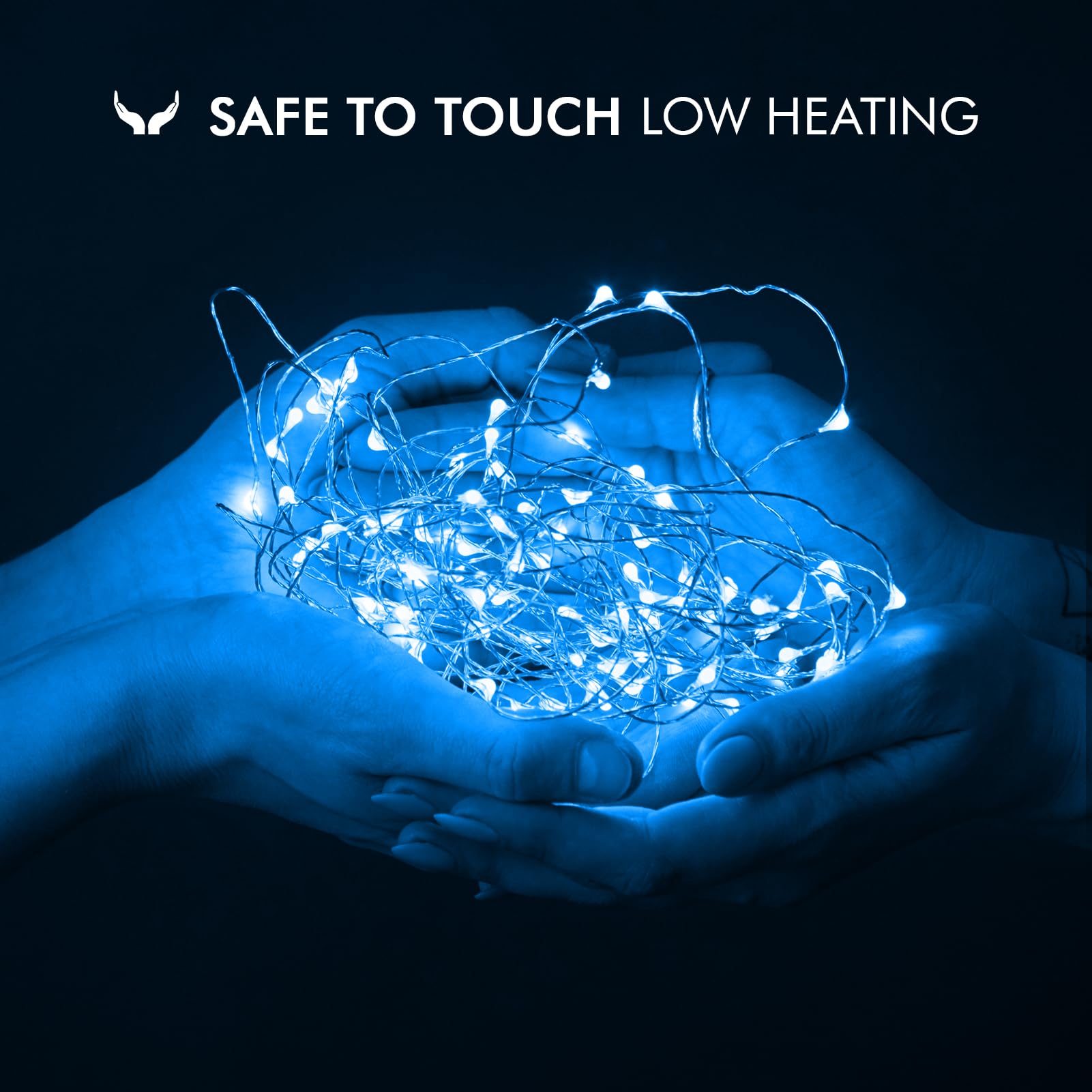 12 Pack Blue Fairy Lights Battery Operated, 7Ft 20Led Valentines Day Lights Battery Operated Waterproof Silver Wire For Diy Mason Jar Bedroom Birthday Wedding Christmas Decorations String Lights