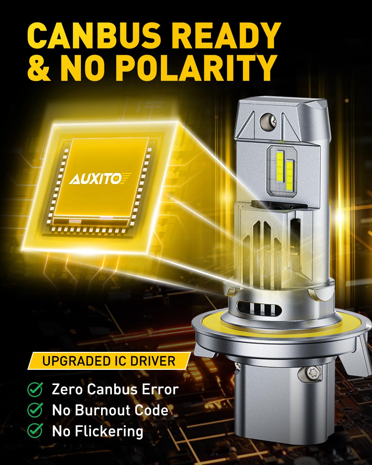 AUXITO 9008 LED Fog Light Bulbs, 6500K White, Ultra-Bright, IP68 Waterproof, Easy Install, Pack of 2