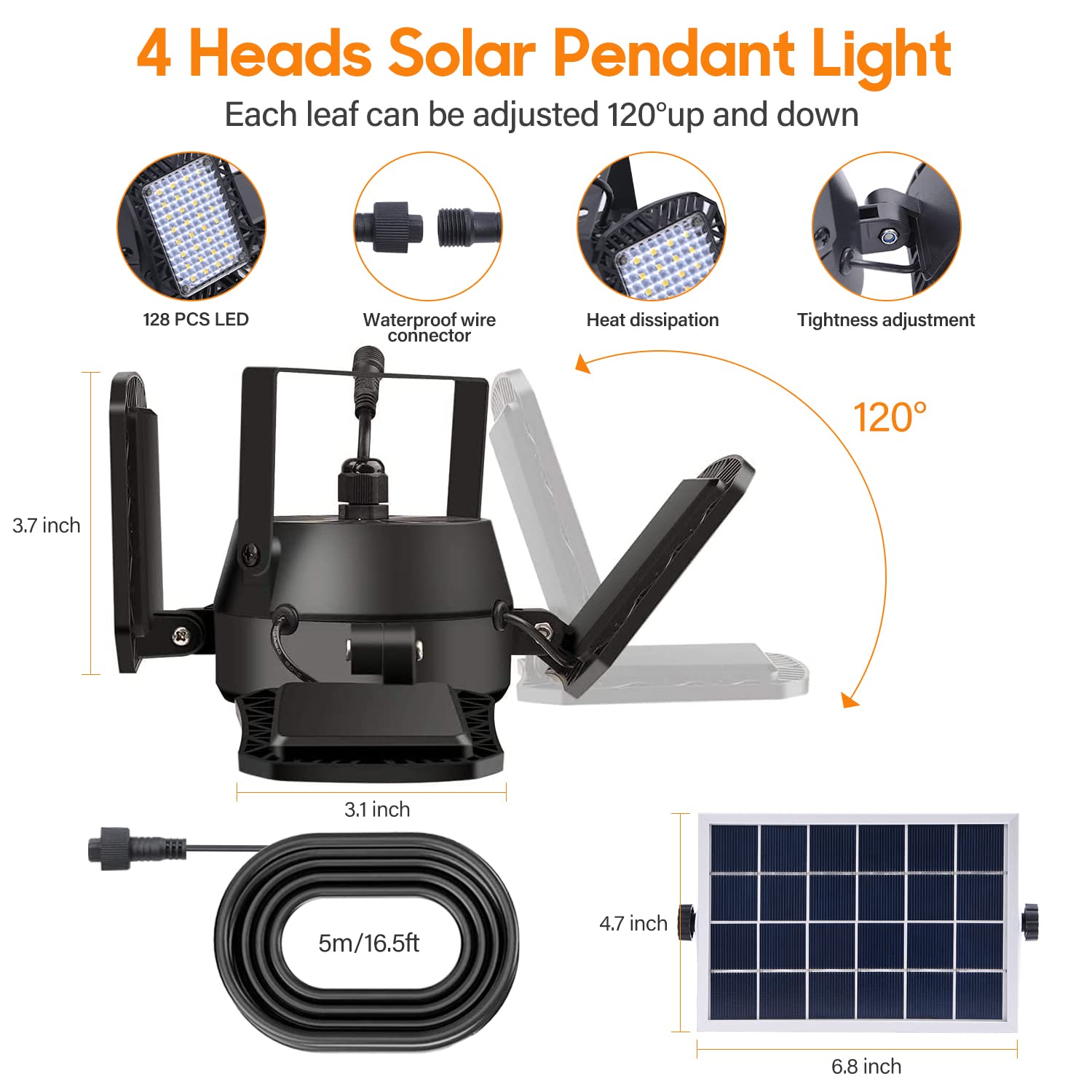 Lampelc Solar Shed Lights - 1000Lm 128Led Motion Sensor Outdoor Barn Light, 2 Pack